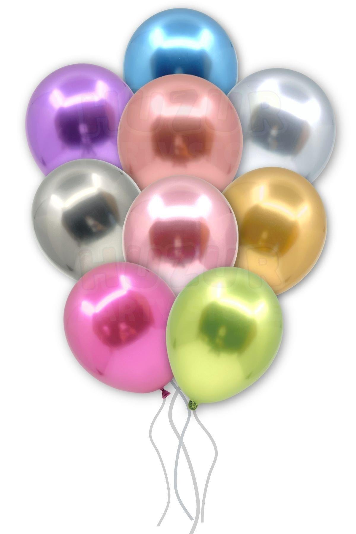 Karışık Renkli Krom Balon 10 Adet 30 Cm Inanılmaz Parlak Canlı Renk Renk Doğum Günü Parti Balonu
