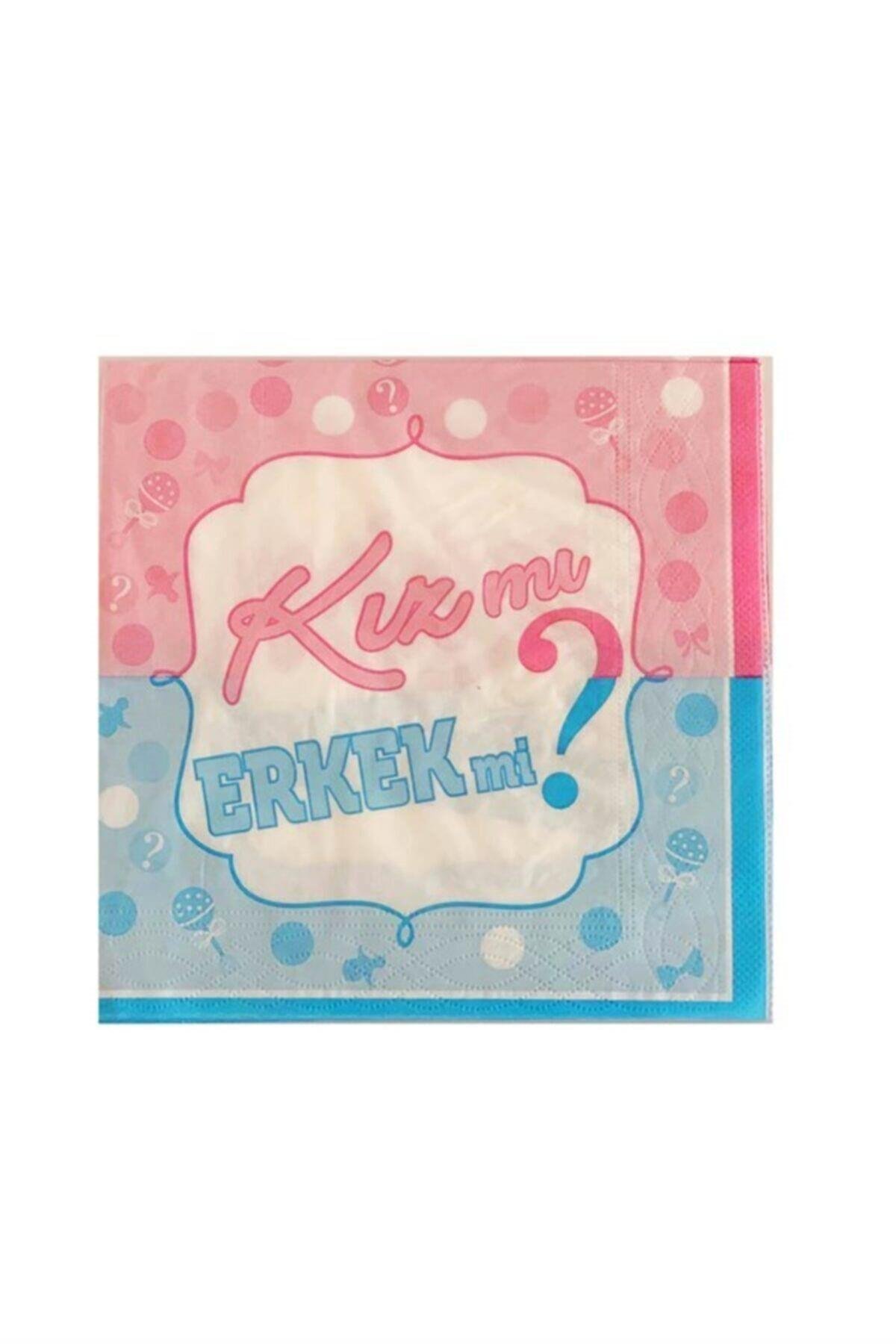 Kız Mı Erkek Mi Yazılı Peçete Cinsiyet Öğrenme Partisi Boy Or Girl Gender Reveal 16 Adet 16x16 Cm