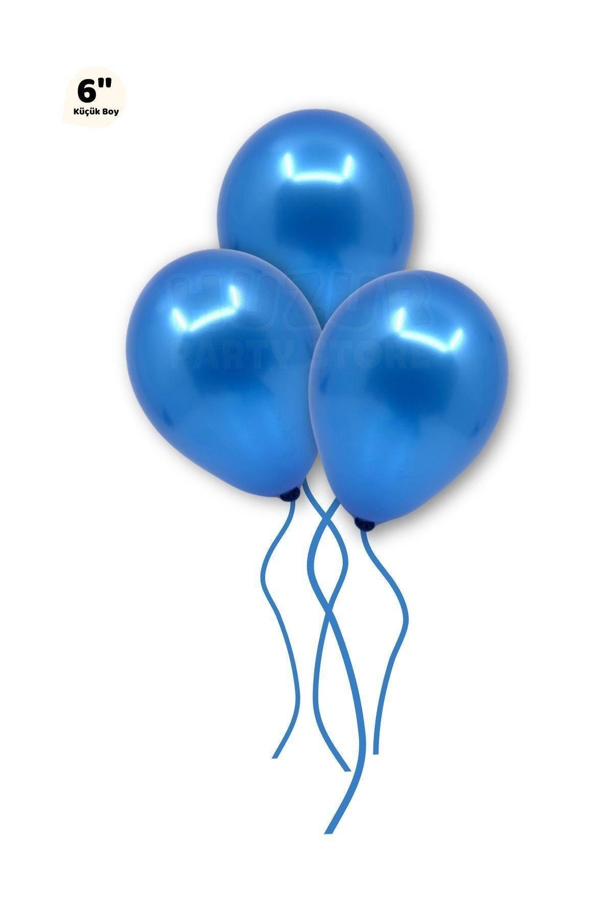 Küçük Mini Boy Lacivert Renkli Metalik Balon 50 Adet 6 Inç 15 Cm Doğum Günü Sünnet Mevlüt Balonu