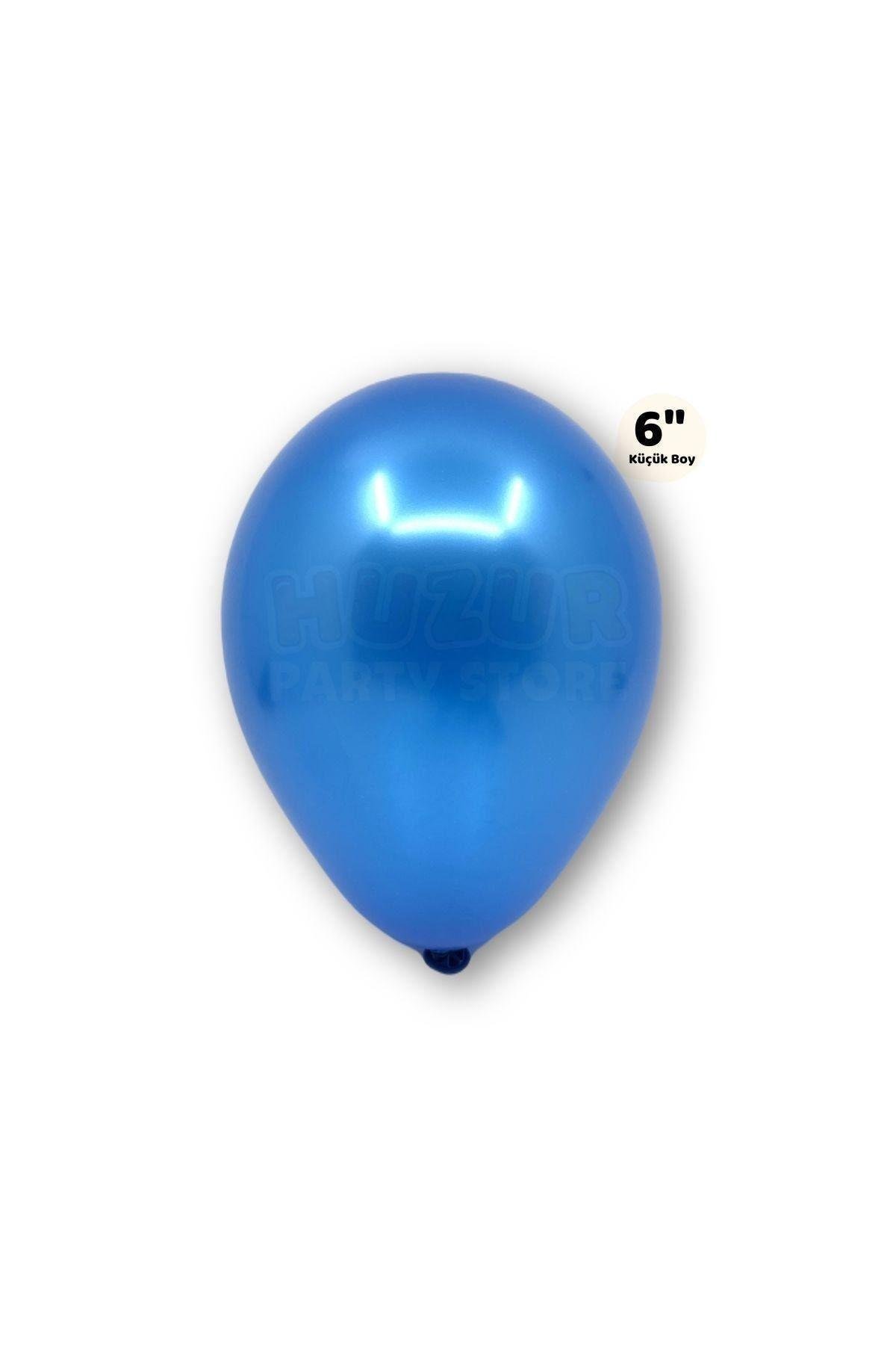 Küçük Mini Boy Lacivert Renkli Metalik Balon 50 Adet 6 Inç 15 Cm Doğum Günü Sünnet Mevlüt Balonu