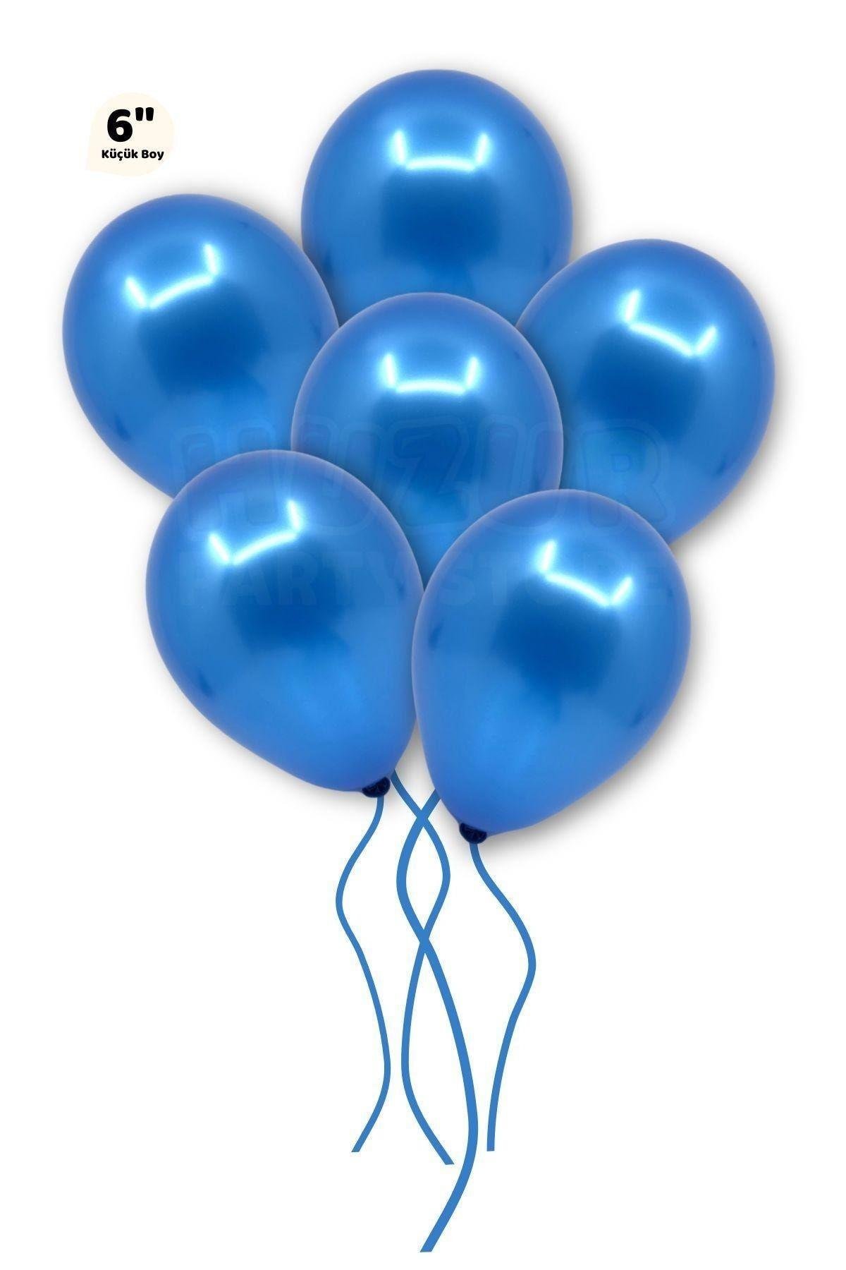 Küçük Mini Boy Lacivert Renkli Metalik Balon 50 Adet 6 Inç 15 Cm Doğum Günü Sünnet Mevlüt Balonu