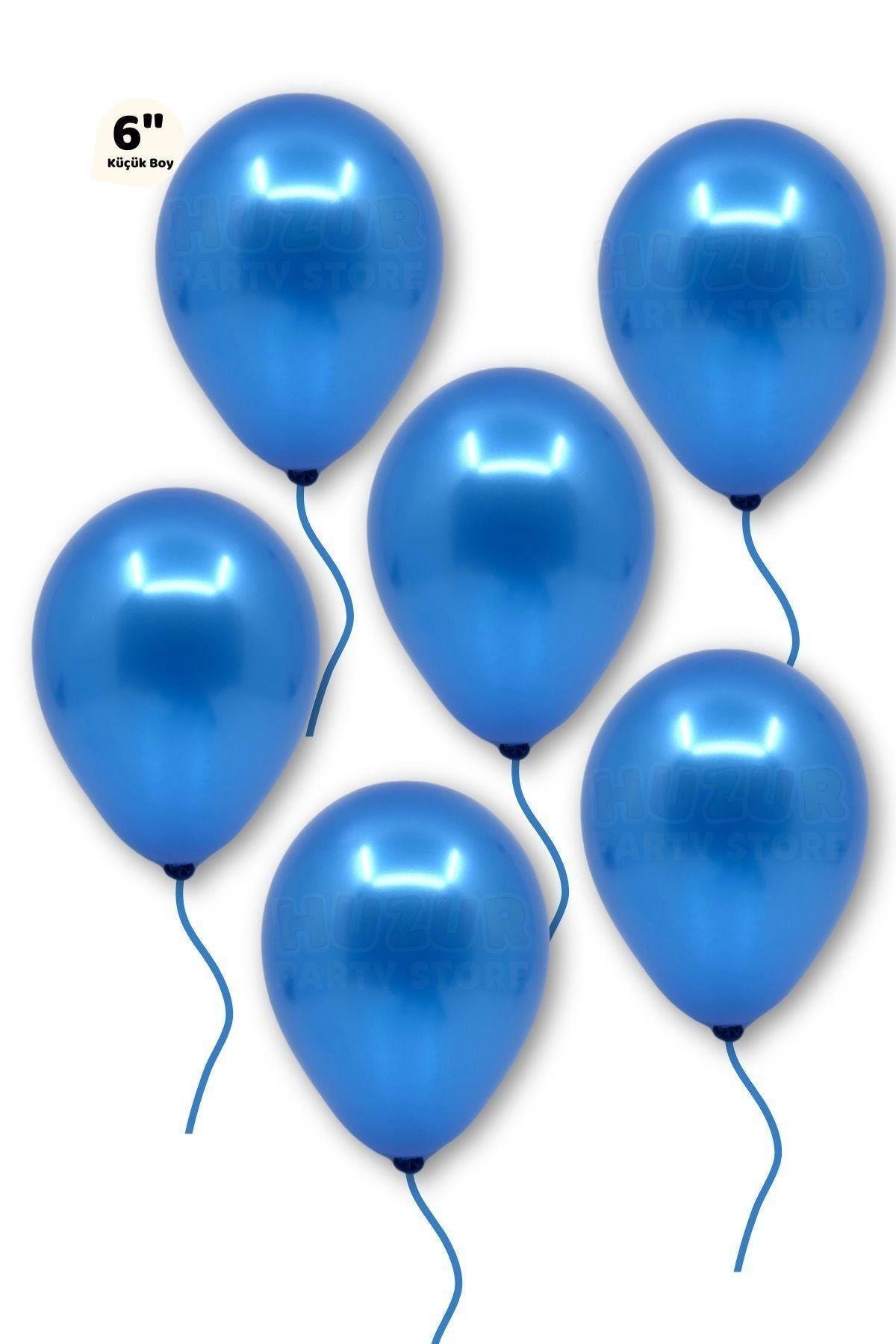 Küçük Mini Boy Lacivert Renkli Metalik Balon 50 Adet 6 Inç 15 Cm Doğum Günü Sünnet Mevlüt Balonu