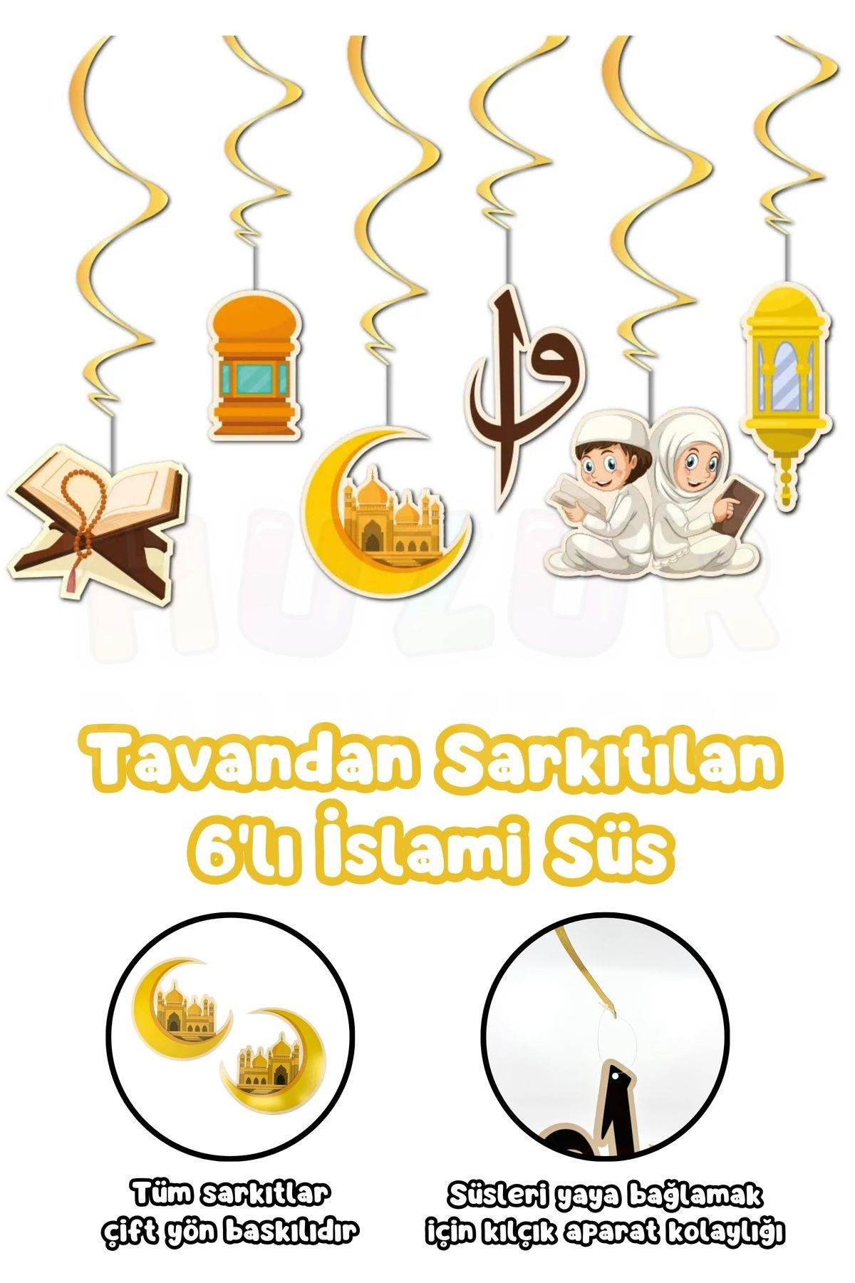 Kuran Okuyorum Temalı 6 Adet Tavan Sarkıt Süsü Kurana Geçtim Partisi Süslemesi Dini İslami Süs