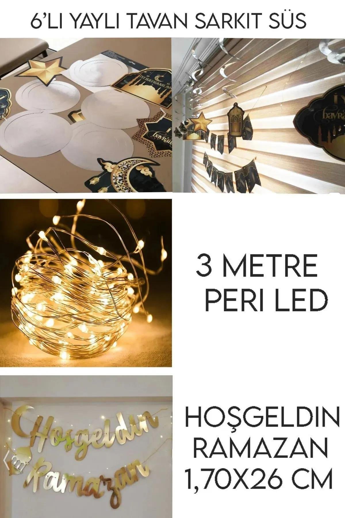 Led Işıklı Hoşgeldin Ramazan Yazısı Ramazan Bayramı Tavan Süsü 11 Ayın Sultanı Dini Süsleme Süs Seti