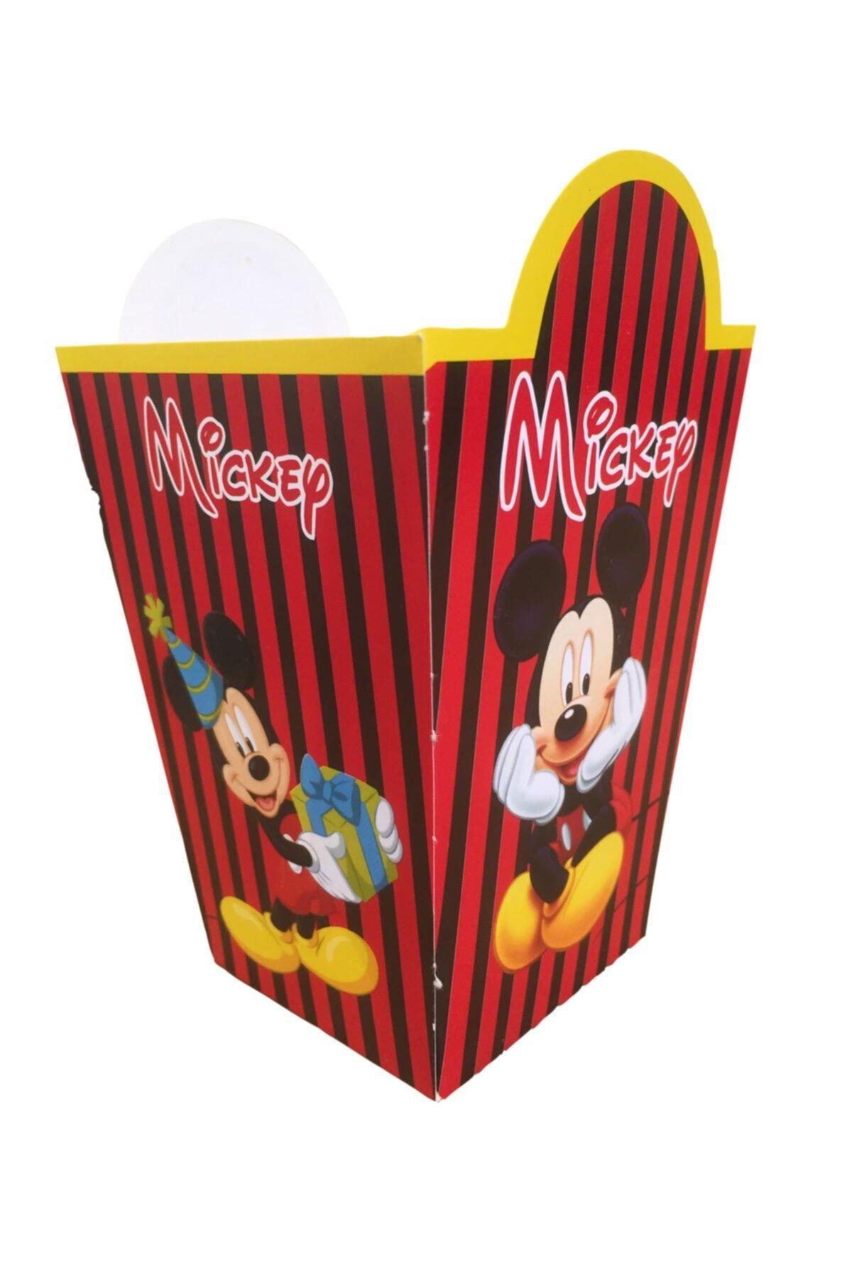 Mickey Mouse Temalı Mısır Kutusu 8 Li Karton Cips Kutusu 8 Adet Pop Corn Darı Kabı