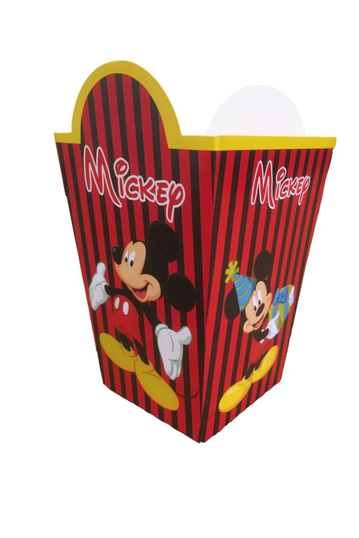Mickey Mouse Temalı Mısır Kutusu 8 Li Karton Cips Kutusu 8 Adet Pop Corn Darı Kabı
