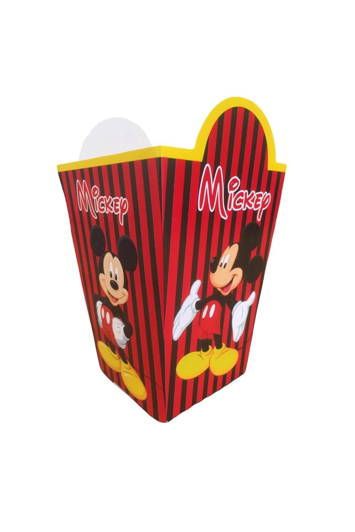Mickey Mouse Temalı Mısır Kutusu 8 Li Karton Cips Kutusu 8 Adet Pop Corn Darı Kabı