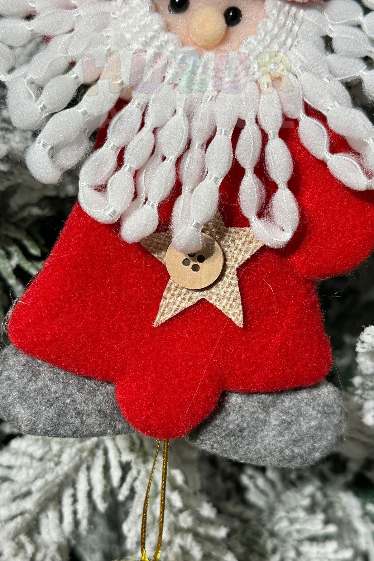 Peluş Noel Baba Yılbaşı Ağacı Asmalık 20 Cm Süs Kırmızı Beyaz Kıyafetli Üst Kalite Ağaç Çam Süsü