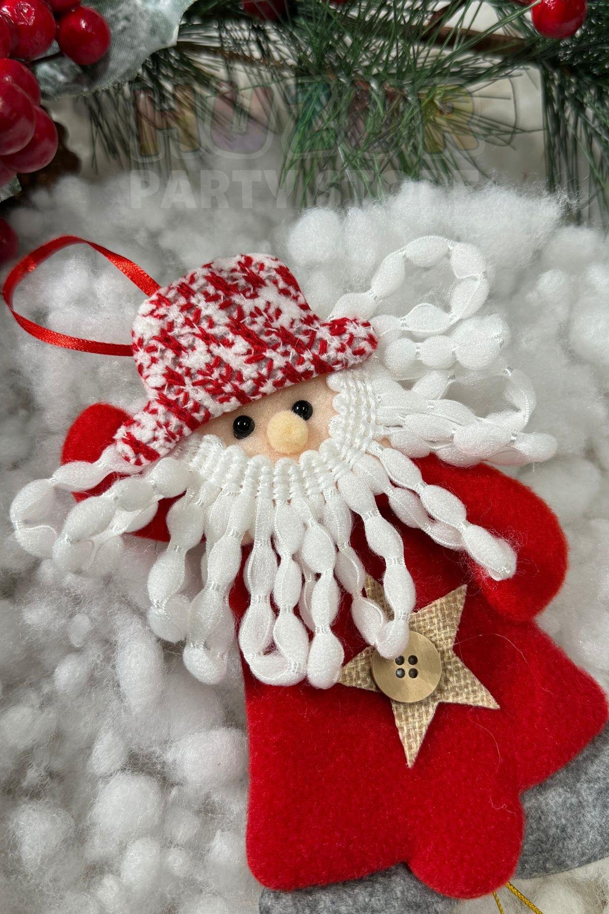 Peluş Noel Baba Yılbaşı Ağacı Asmalık 20 Cm Süs Kırmızı Beyaz Kıyafetli Üst Kalite Ağaç Çam Süsü