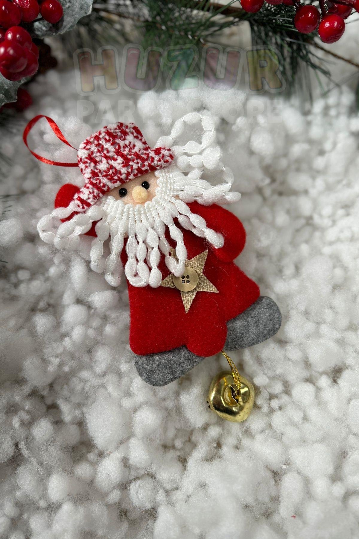 Peluş Noel Baba Yılbaşı Ağacı Asmalık 20 Cm Süs Kırmızı Beyaz Kıyafetli Üst Kalite Ağaç Çam Süsü