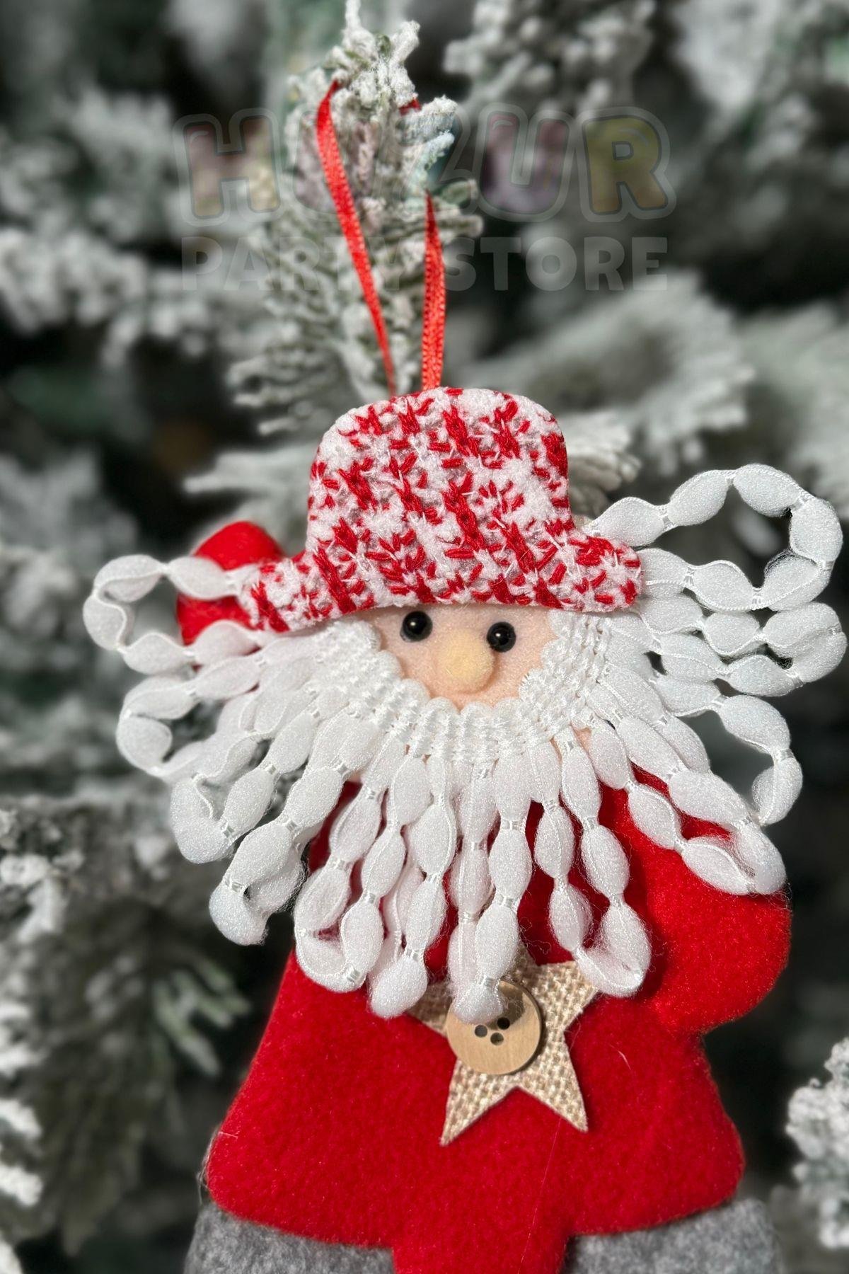 Peluş Noel Baba Yılbaşı Ağacı Asmalık 20 Cm Süs Kırmızı Beyaz Kıyafetli Üst Kalite Ağaç Çam Süsü