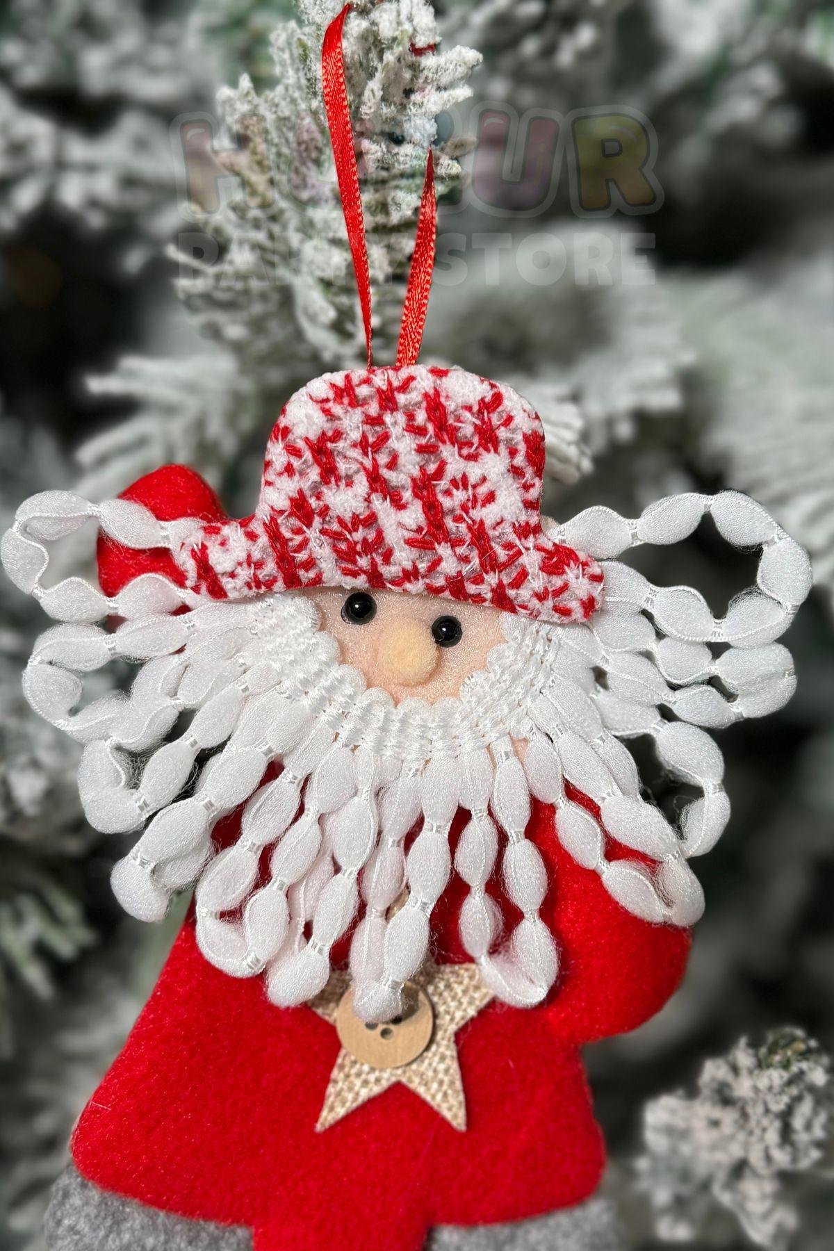 Peluş Noel Baba Yılbaşı Ağacı Asmalık 20 Cm Süs Kırmızı Beyaz Kıyafetli Üst Kalite Ağaç Çam Süsü