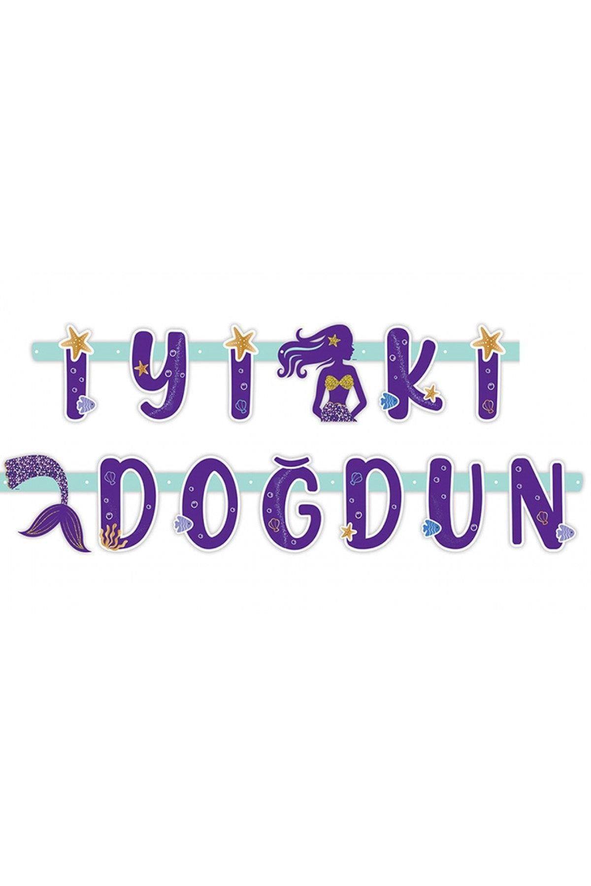 Pırıltılı Deniz Kızı Temalı Istiridye Yıldız Parti Konsepti Iyiki Doğdun Yazısı Yazı Harf 3d Banner