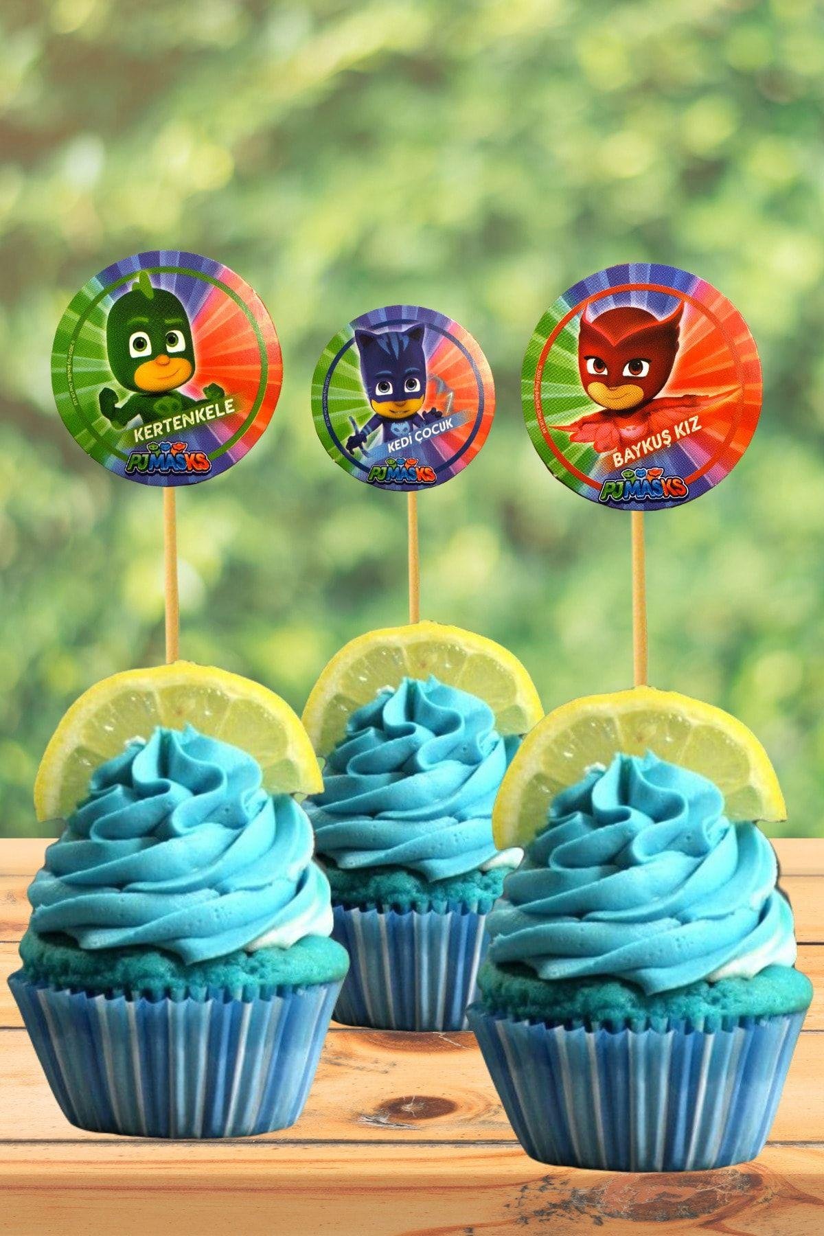 Pj Maskeliler Temalı Kürdan 10 Adet 9 cm Cupcuke Muffin Kürdanı