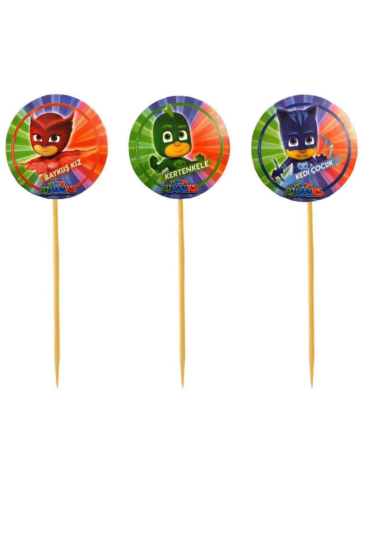 Pj Maskeliler Temalı Kürdan 10 Adet 9 cm Cupcuke Muffin Kürdanı