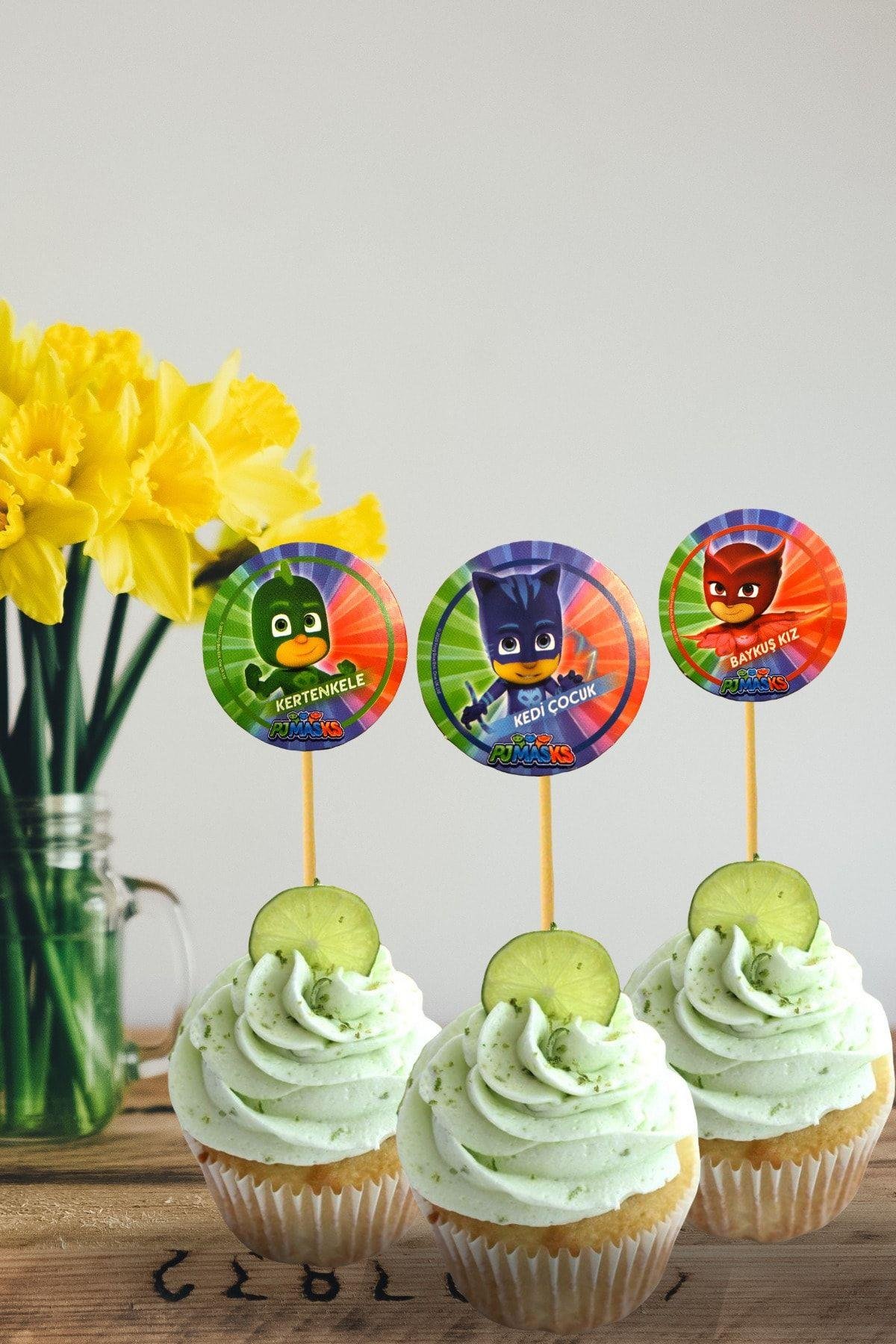 Pj Maskeliler Temalı Kürdan 10 Adet 9 cm Cupcuke Muffin Kürdanı