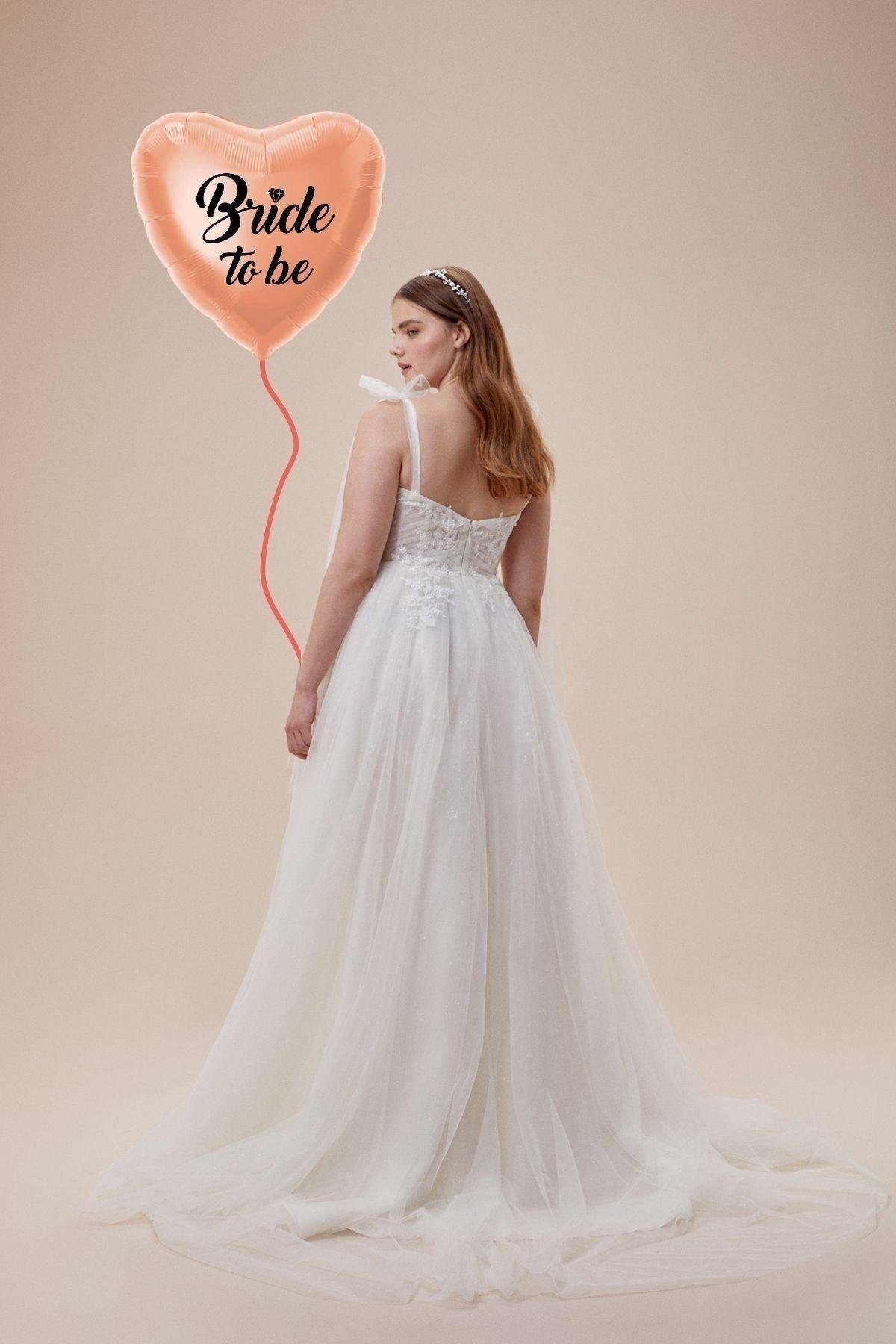 Rose Gold Kalpli Siyah Bride To Be Yazılı Kalp Folyo Balon Bekarlığa Veda Partisi Konsepti 70x60 Cm