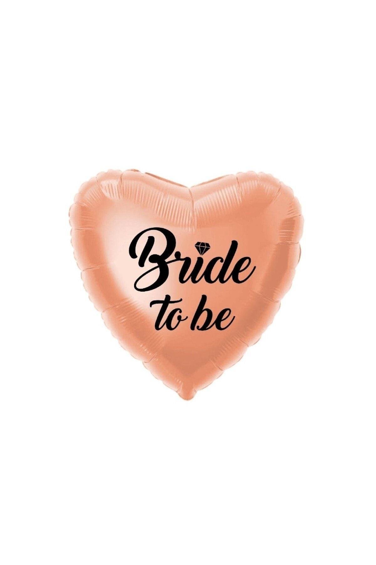 Rose Gold Kalpli Siyah Bride To Be Yazılı Kalp Folyo Balon Bekarlığa Veda Partisi Konsepti 70x60 Cm