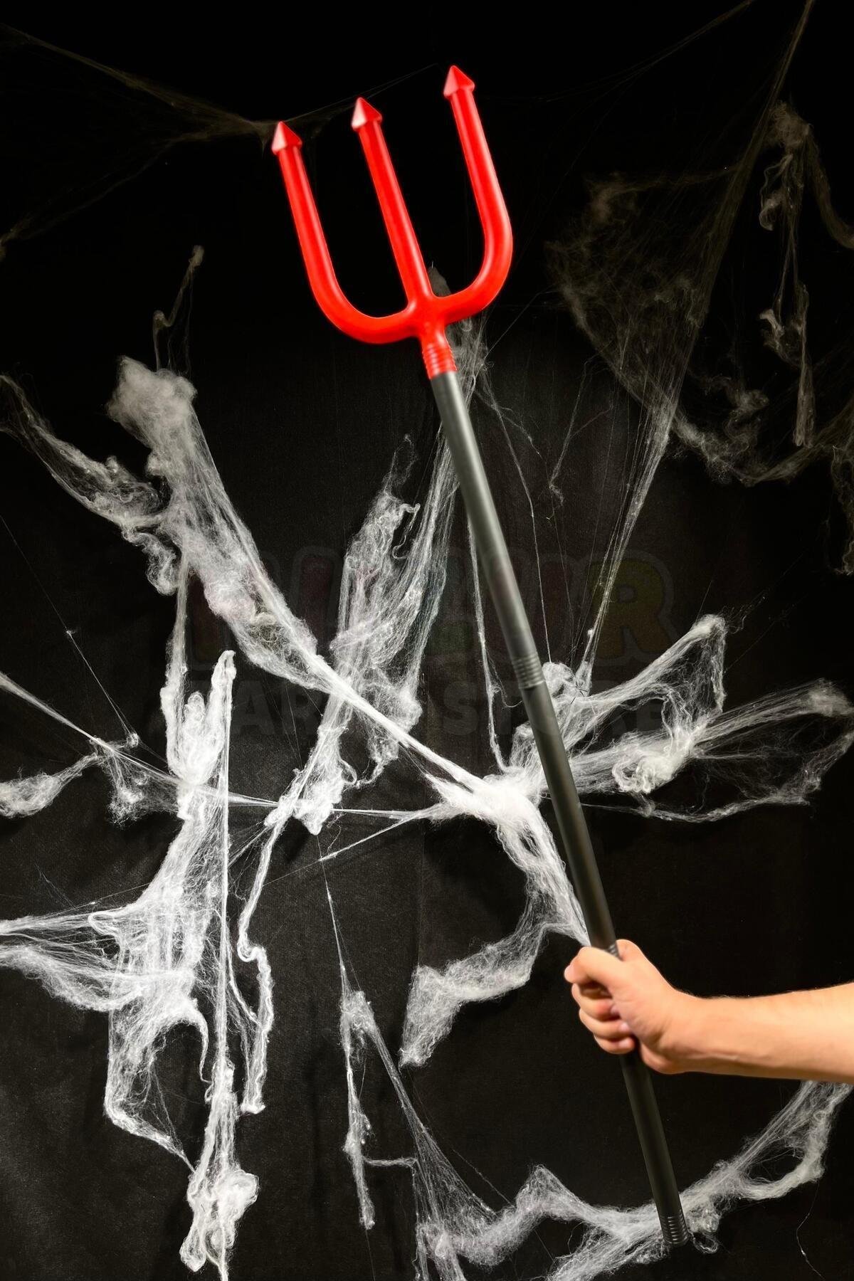 Şeytan Mızrağı 110 Cm Plastik Siyah Sopalı Ucu Kırmızı Mızrak Cadılar Bayramı Halloween Parti Dekoru