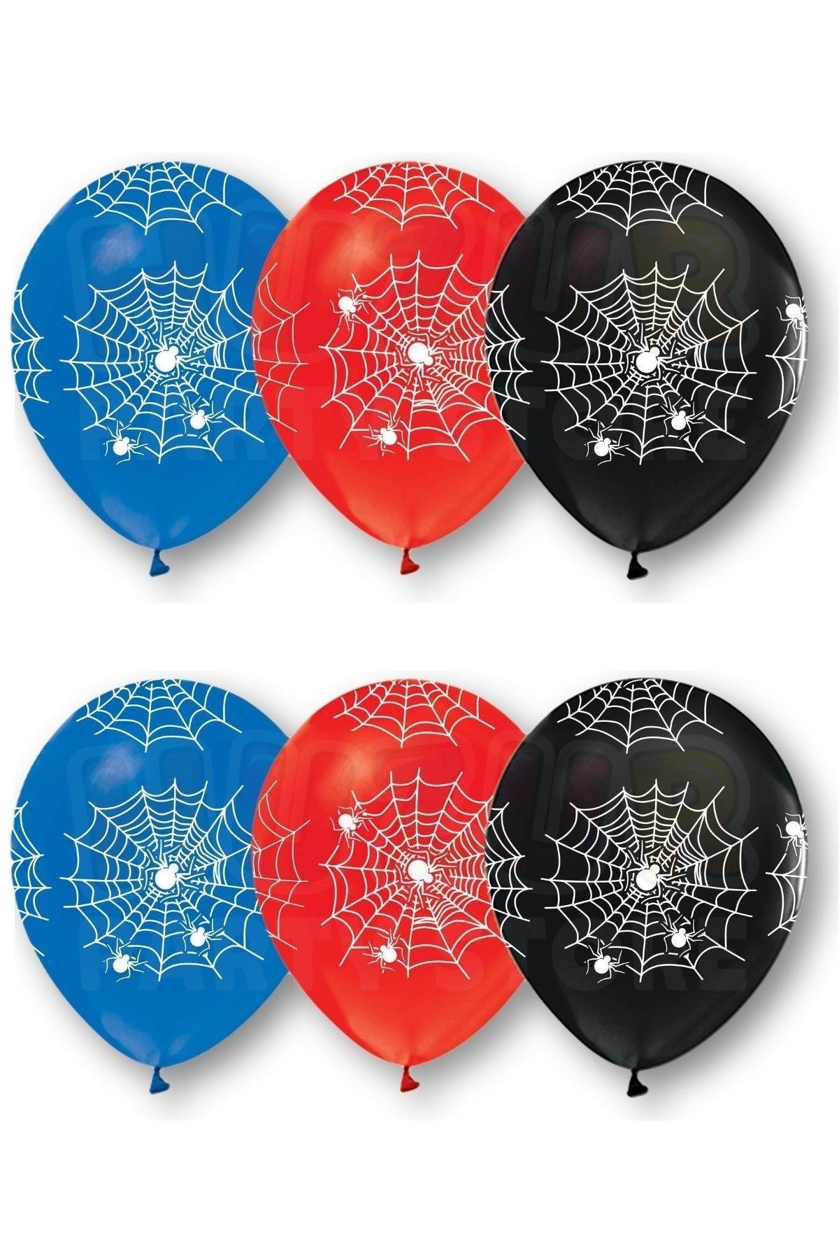 Spiderman Ağı Baskılı Balon 10 Adet 30 Cm Örümcek Adam Detaylı Temalı Konsept Doğum Günü Partisi Süs