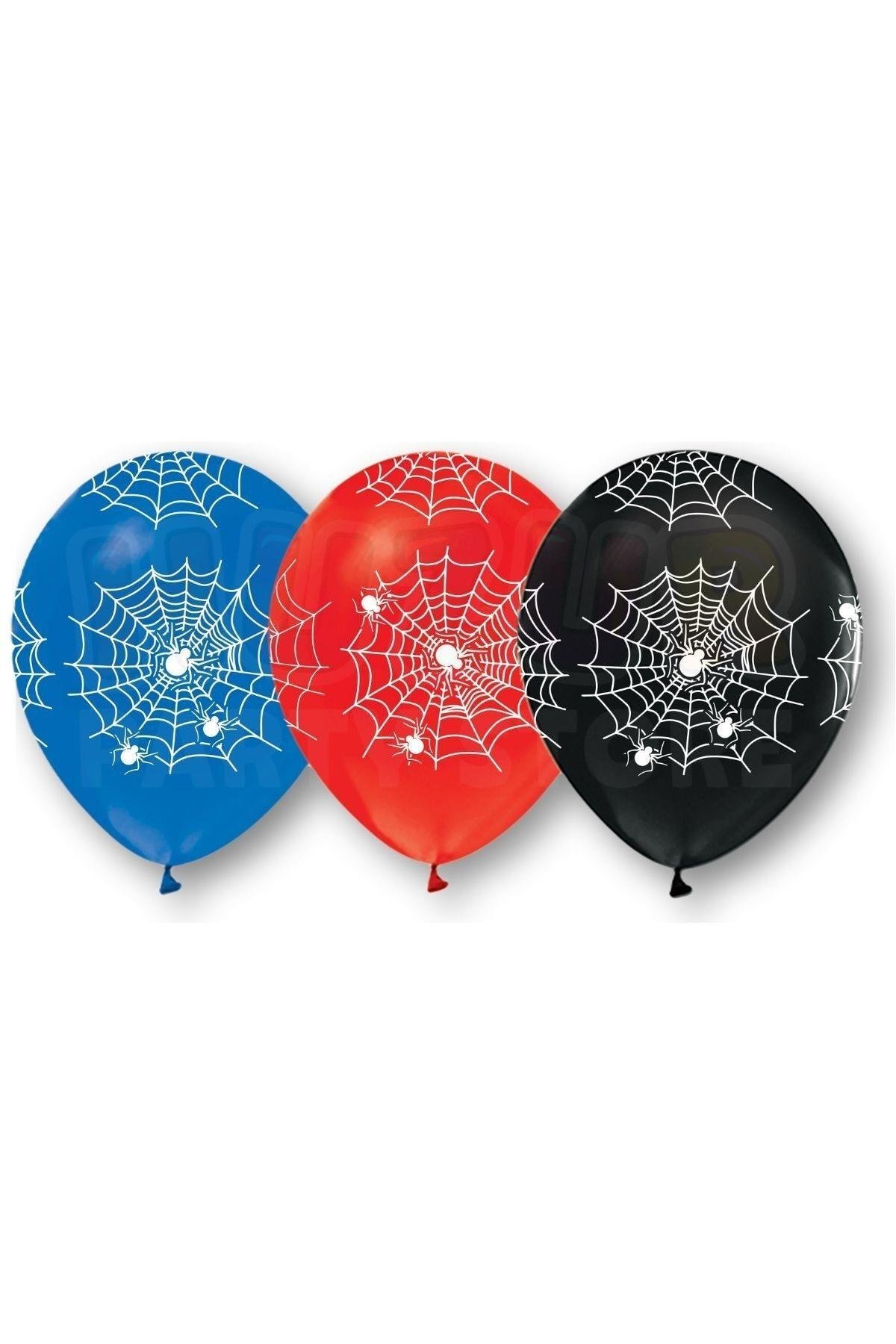 Spiderman Ağı Baskılı Balon 10 Adet 30 Cm Örümcek Adam Detaylı Temalı Konsept Doğum Günü Partisi Süs