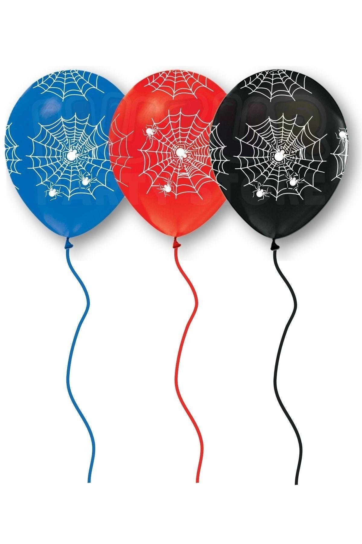 Spiderman Ağı Baskılı Balon 10 Adet 30 Cm Örümcek Adam Detaylı Temalı Konsept Doğum Günü Partisi Süs