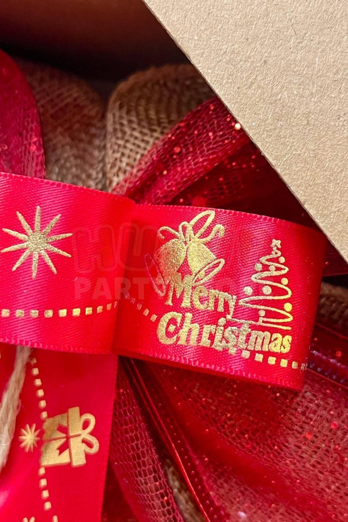 Yılbaşı Kapı Süsü 33x33 Cm Yeni Yıl Karşılama Dekoru Christmas Çelengi Kapı Çiçeği Dekoratif Fiyonk