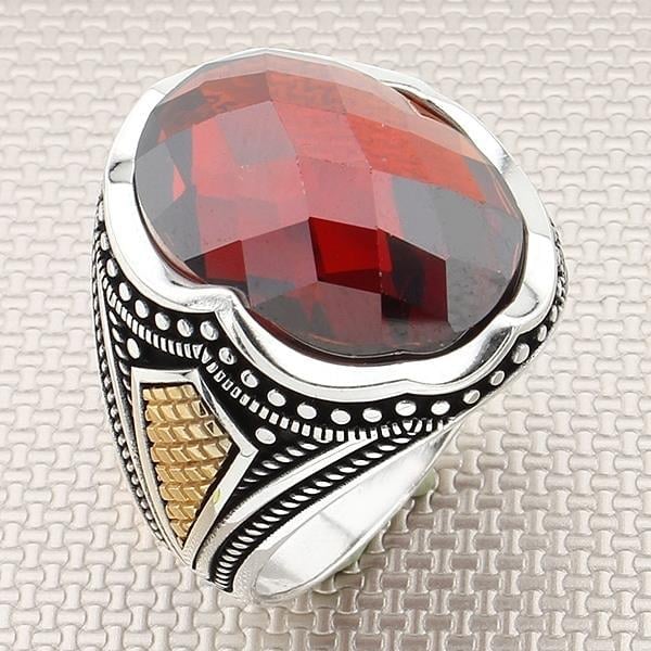 Otantik ve Bronzlu Oval taşlı Toptan Gümüş Erkek Yüzük