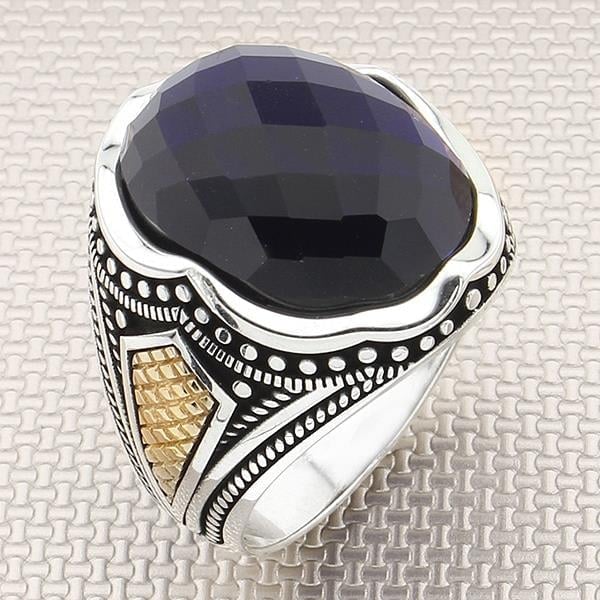Otantik ve Bronzlu Oval taşlı Toptan Gümüş Erkek Yüzük