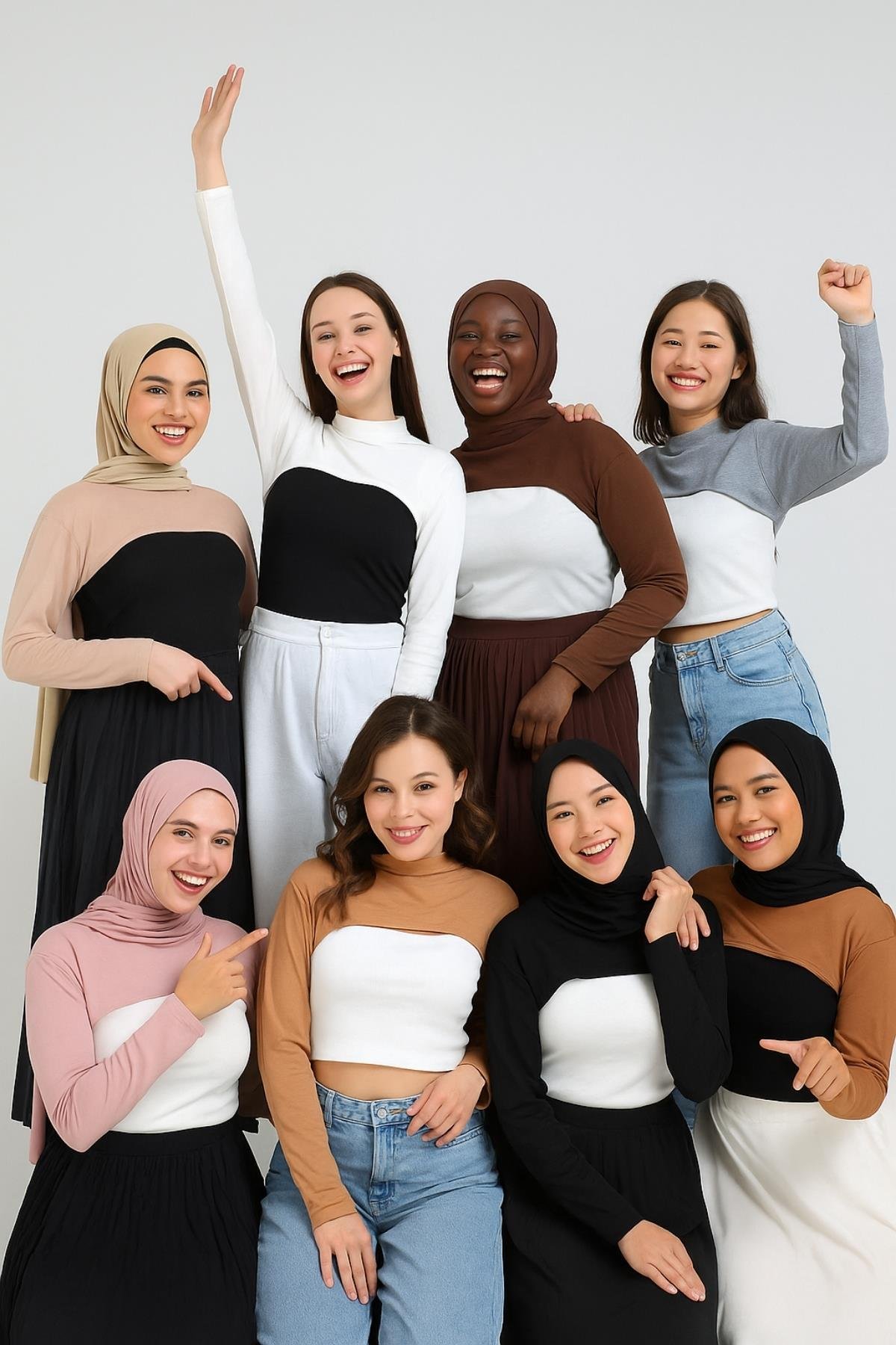 10 Renk Full Paket Dik Yaka Boyunluklu Kolluk