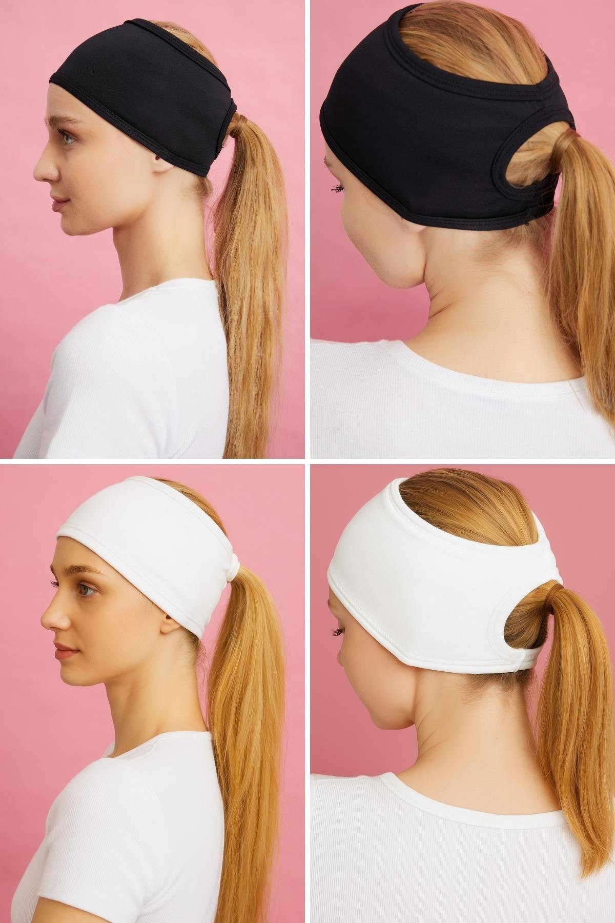 2'li Paket Spor Bone Bandana - Siyah Beyaz