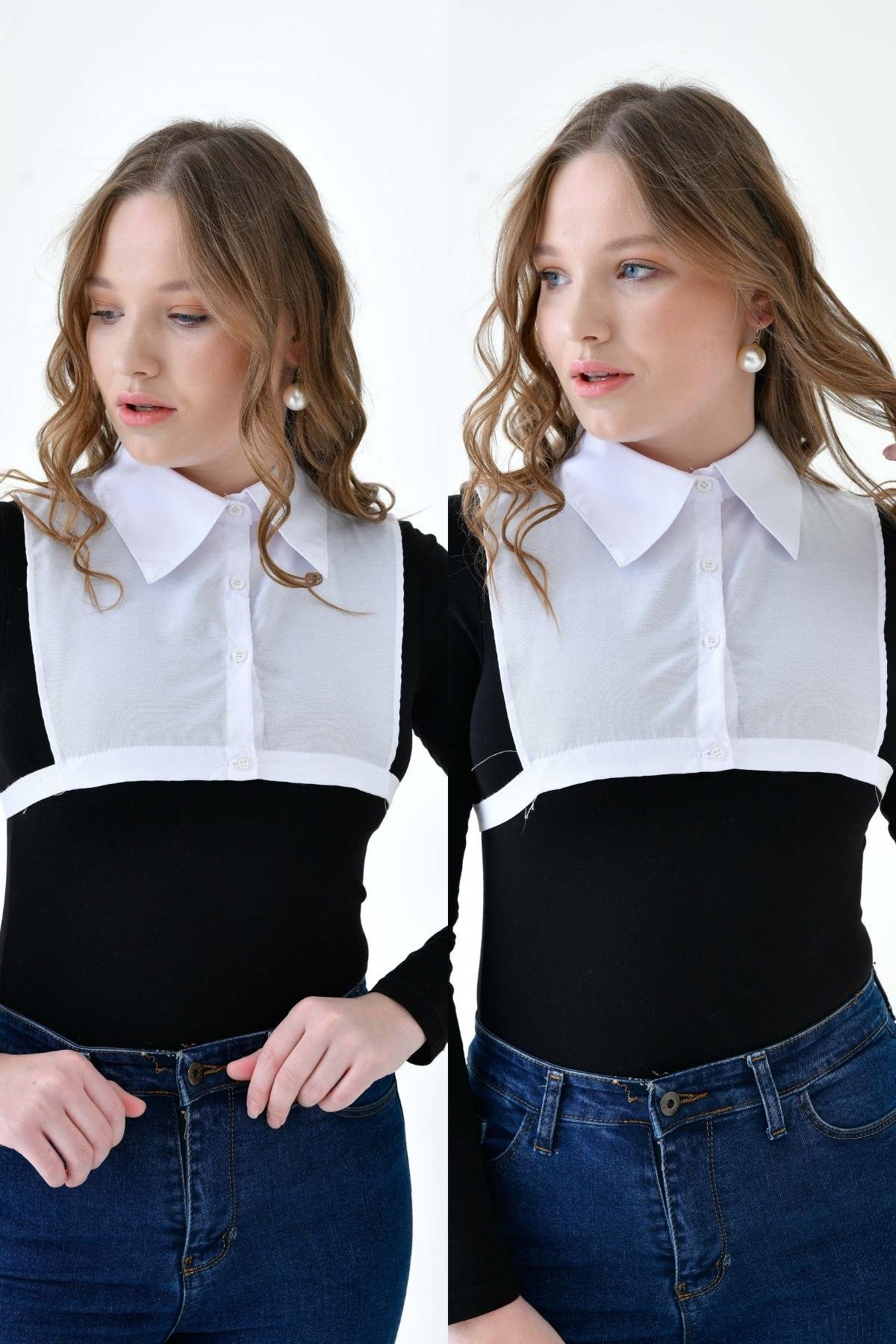 MIRACH Curve Büyük Beden 2'li Paket 2 Adet Beyaz Gömlek Yaka Seti
