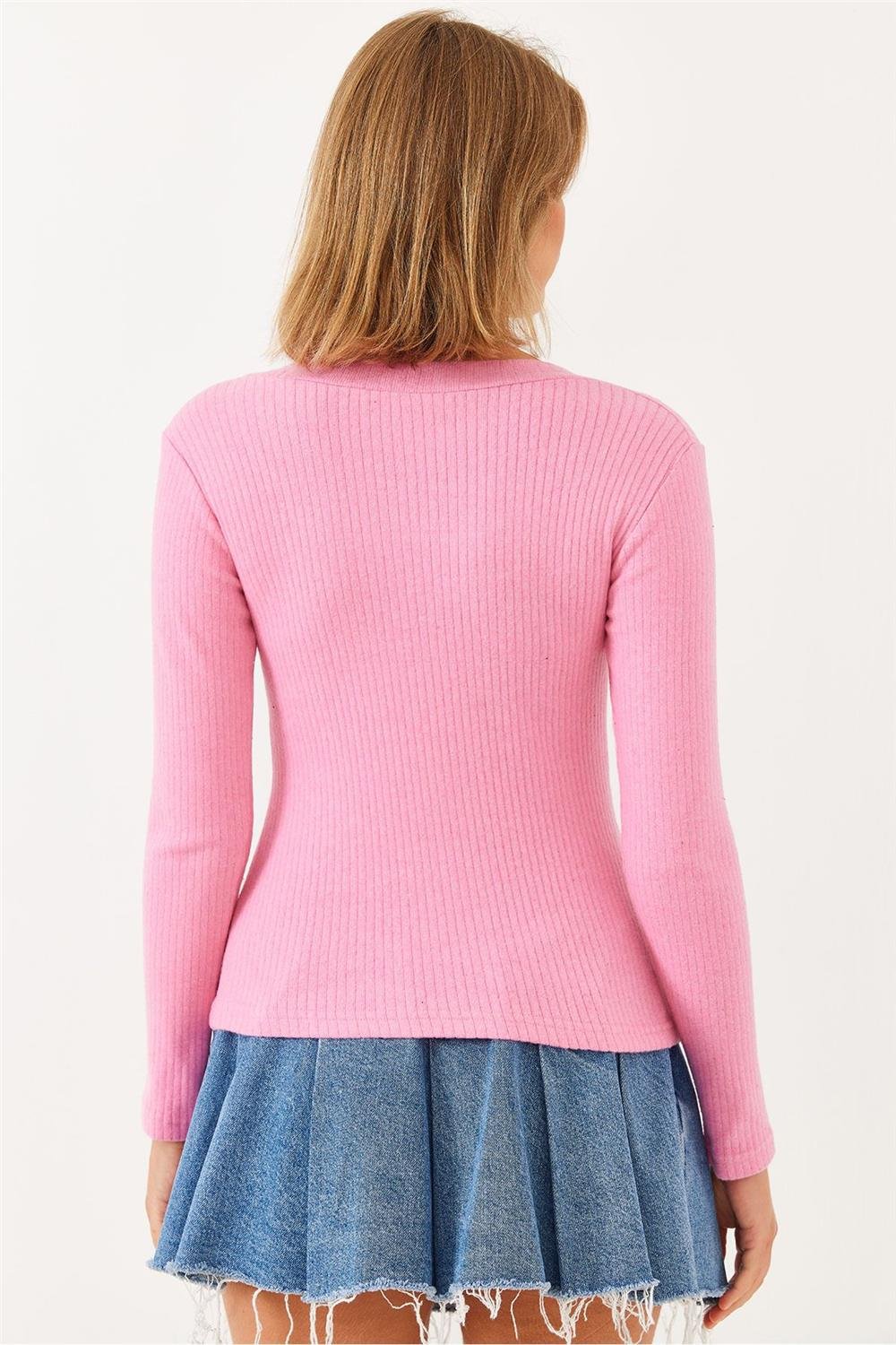 U Yaka T-Shirt 0010 60251865 - Pembe