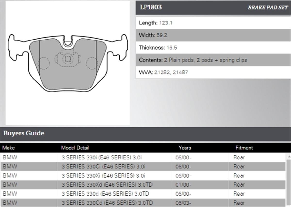 FREN BALATASI ARKA RANGE ROVER 02-09 / BMW E53 E83 E46