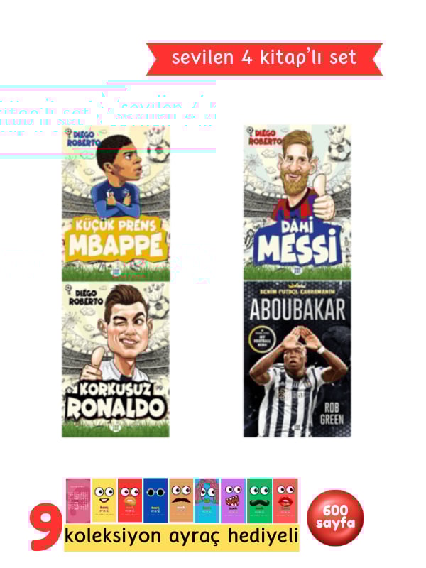 Muhteşem Futbolcular Aboubakar - Mbappe - Ronaldo - Messi 4'lü Kitap Seti