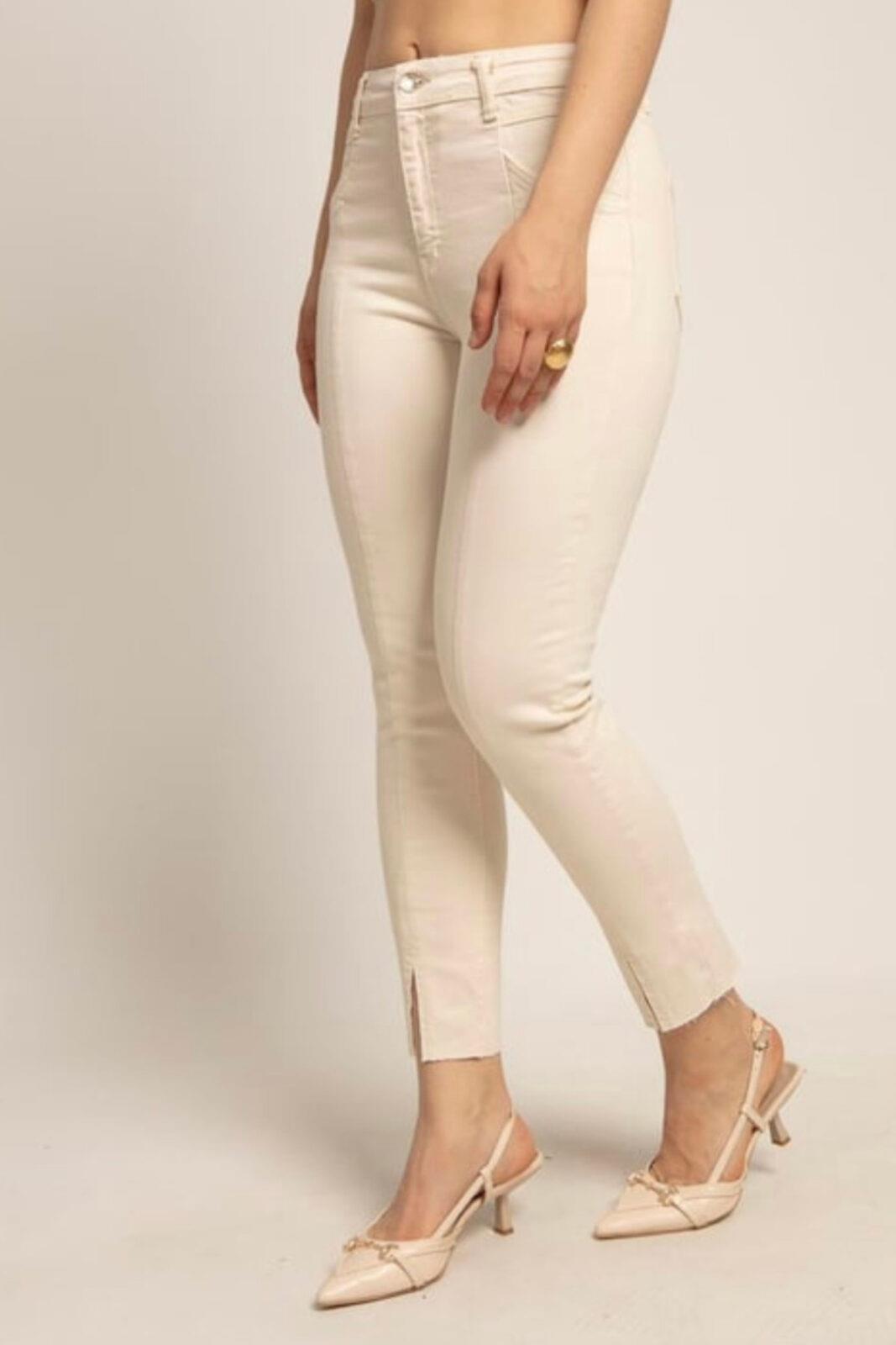 Paça Yırtmaçlı Canvas Pantolon