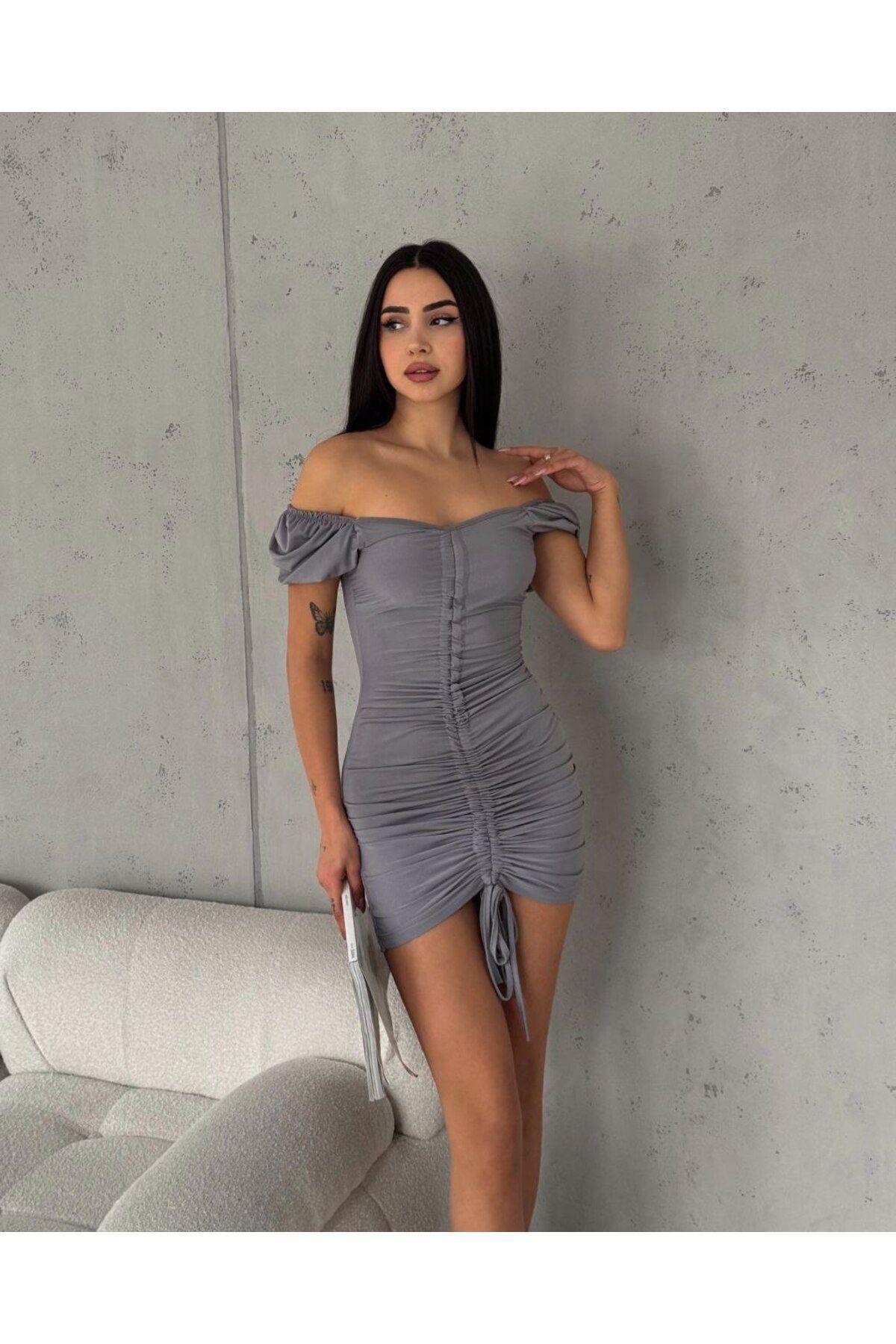 Önü büzgülü Sandy elbise