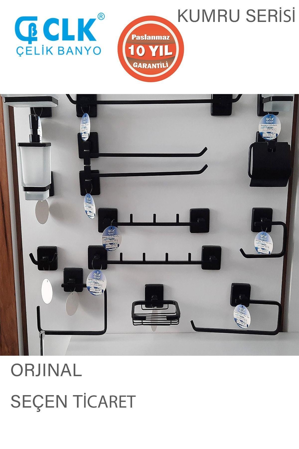 Paslanmaz Pirinç Kumru Mat Siyah Uzun Havluluk 50 Cm