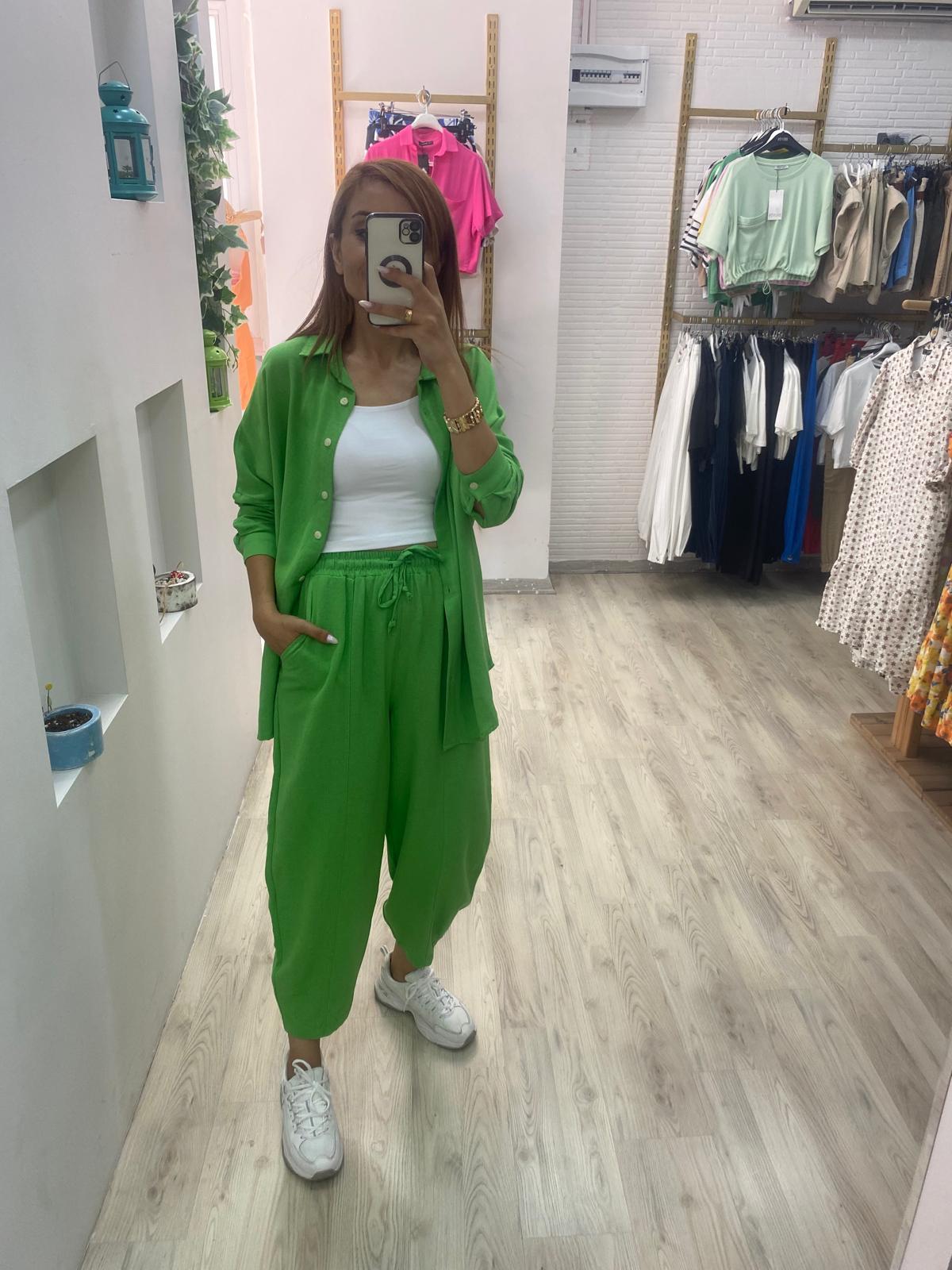 YEŞİL KETEN ALT ÜST TAKIM