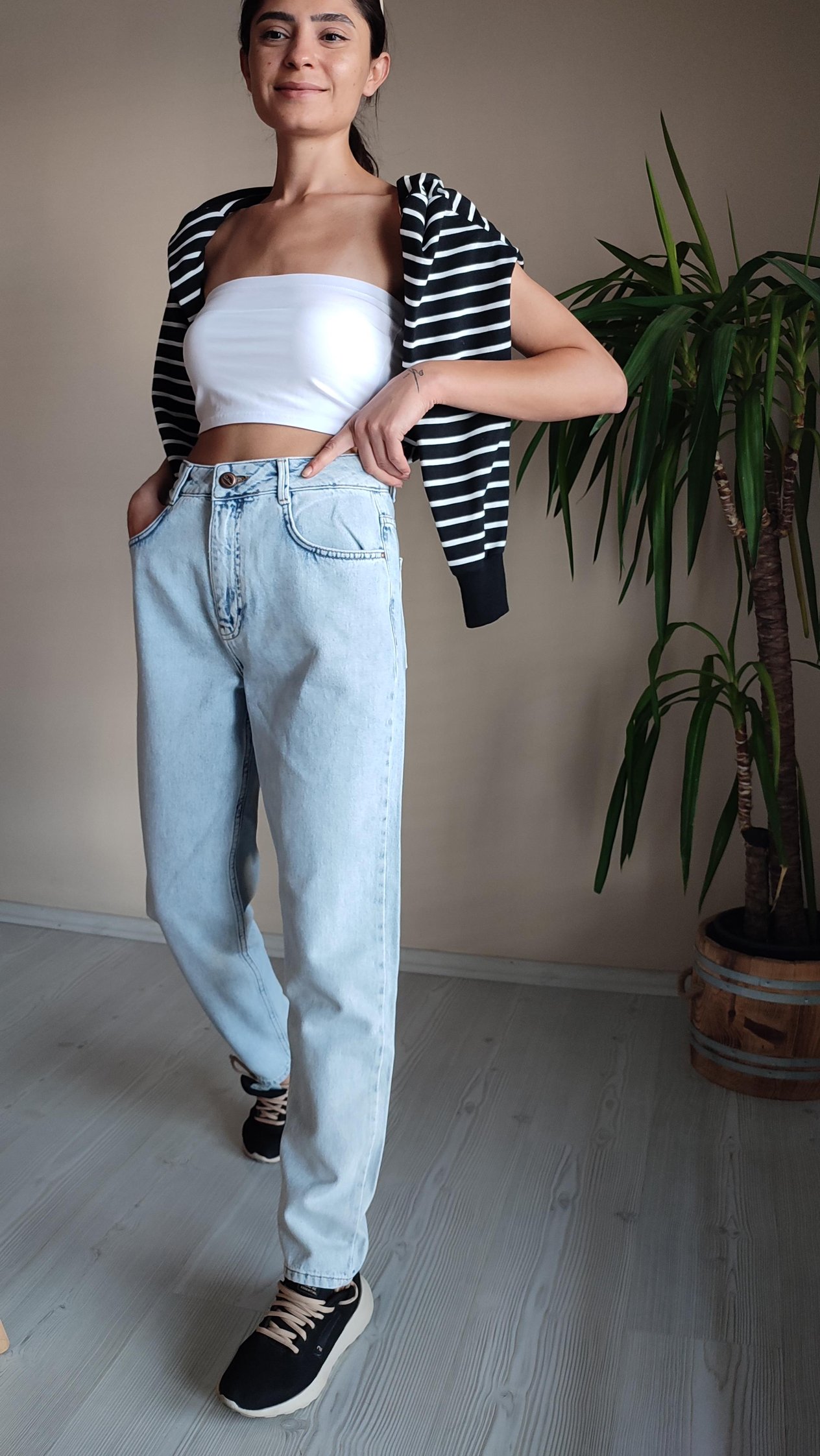 Kar yıkama mavi mom Jean