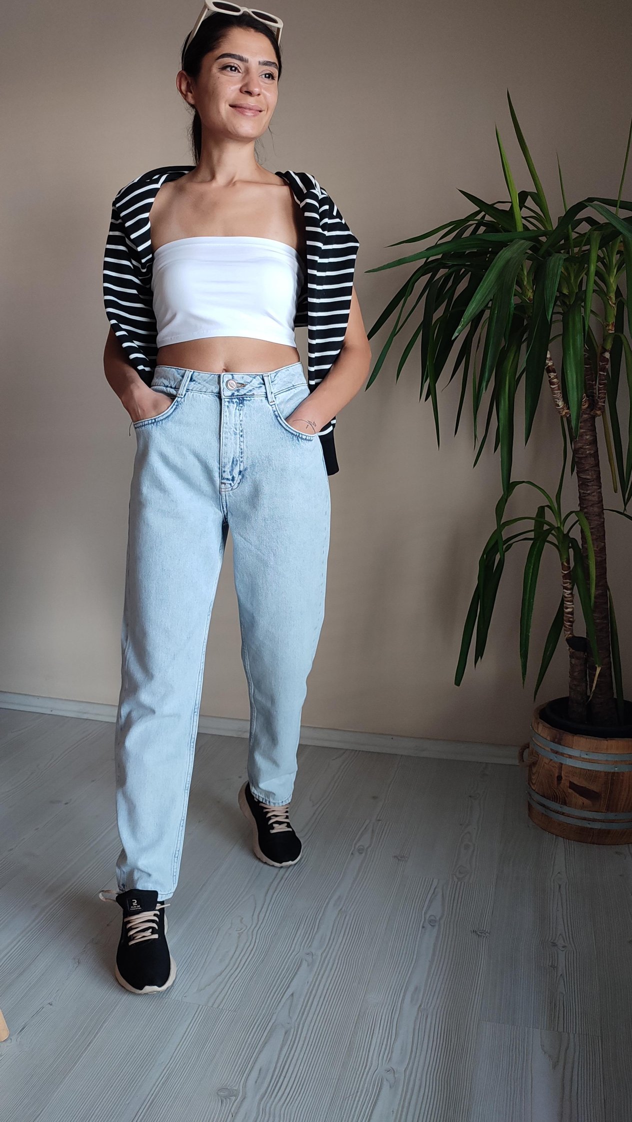 Kar yıkama mavi mom Jean