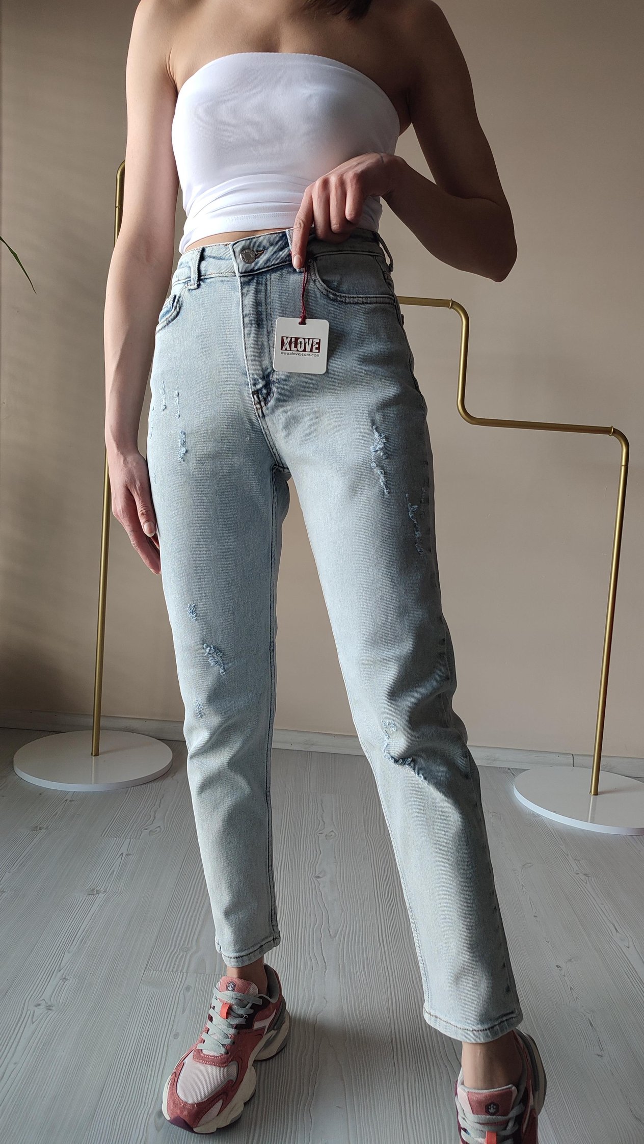 X love yırtık Detay kar yıkama jean