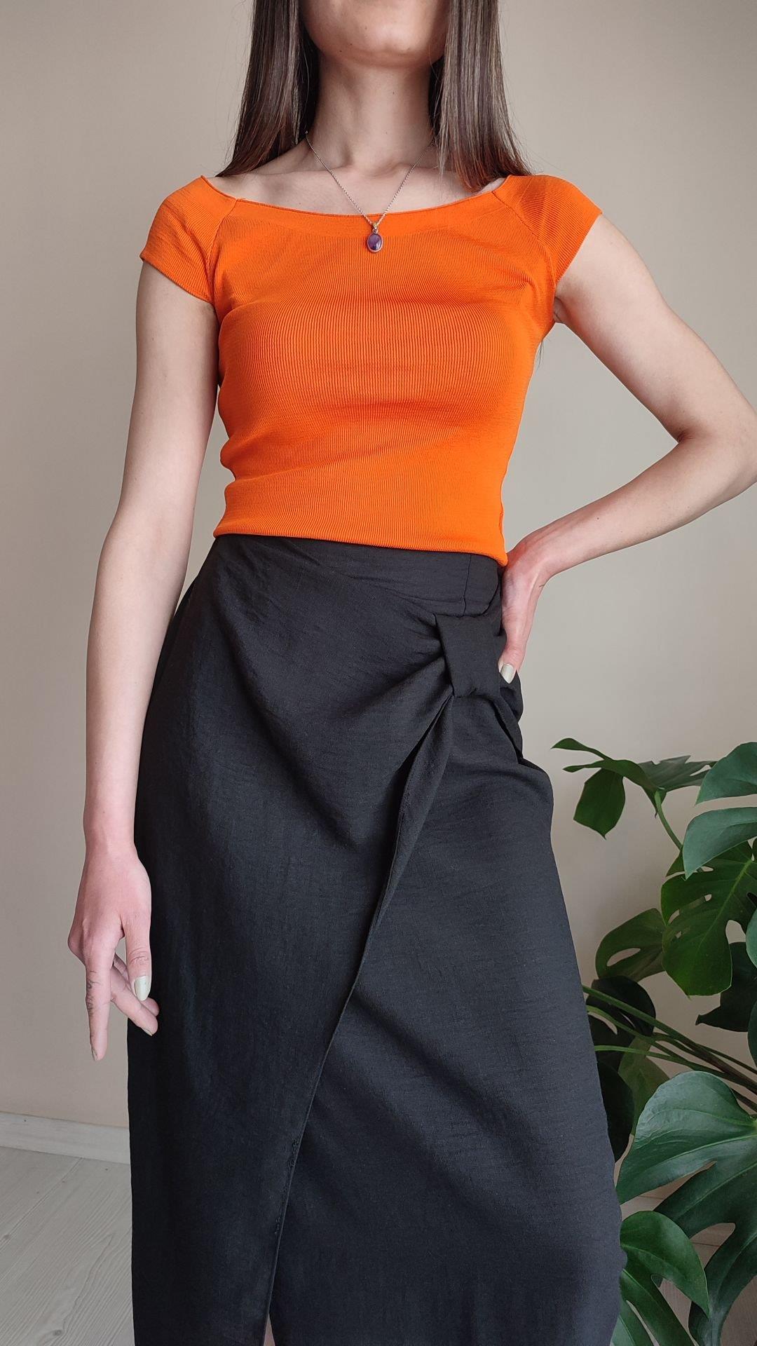 Zara model ham keten midi boy siyah etek