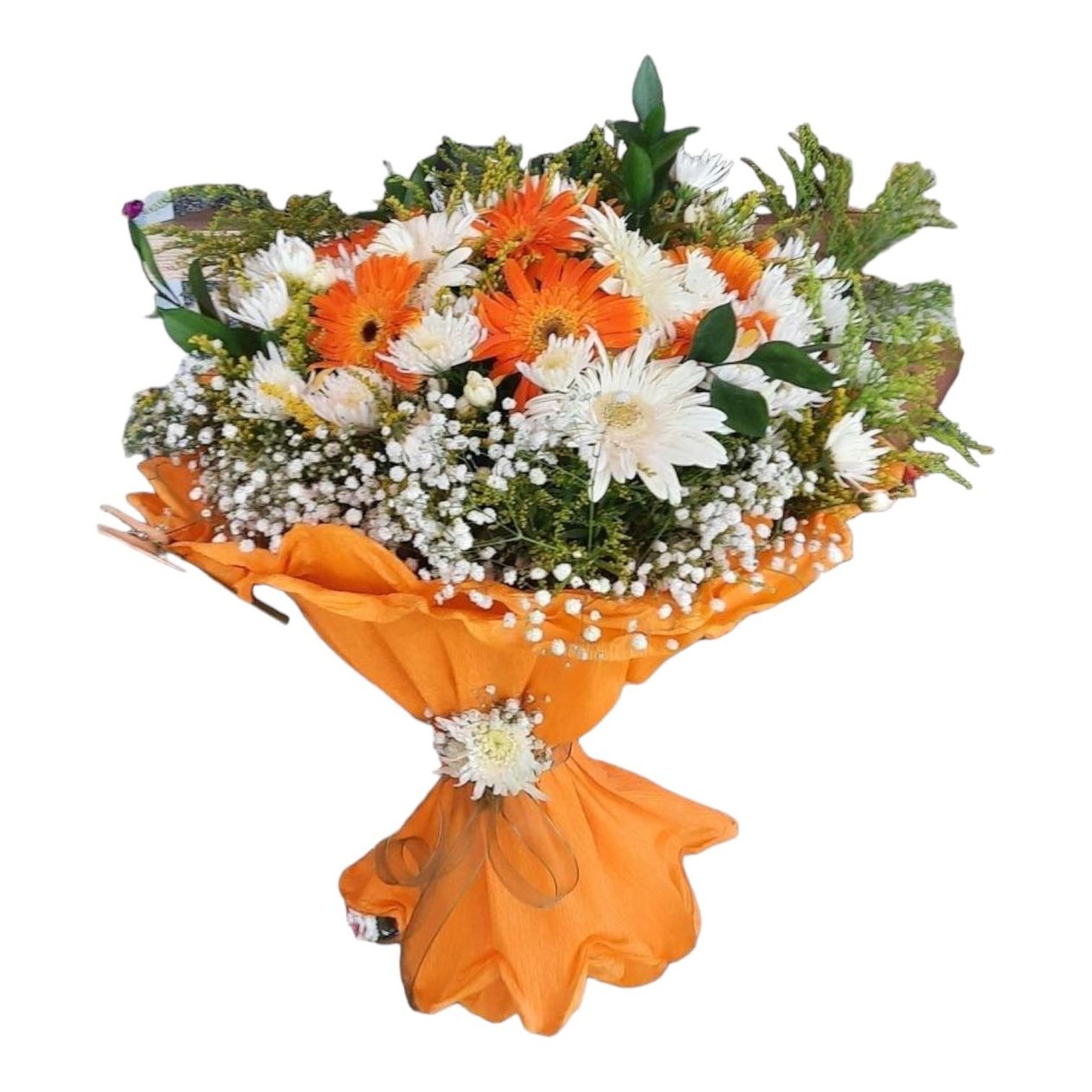 Turuncu Ve Beyaz Gerbera Buketi