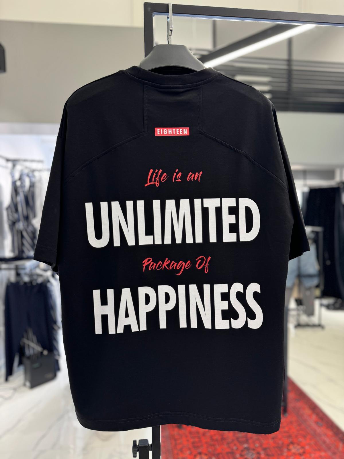 Baskı Detay Oversize T-Shirt Siyah