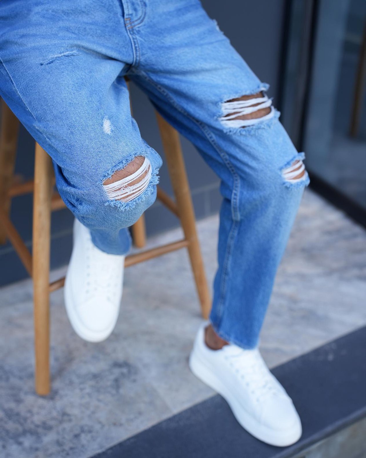 Boyfriend Yırtık Desenli Kot Pantolon