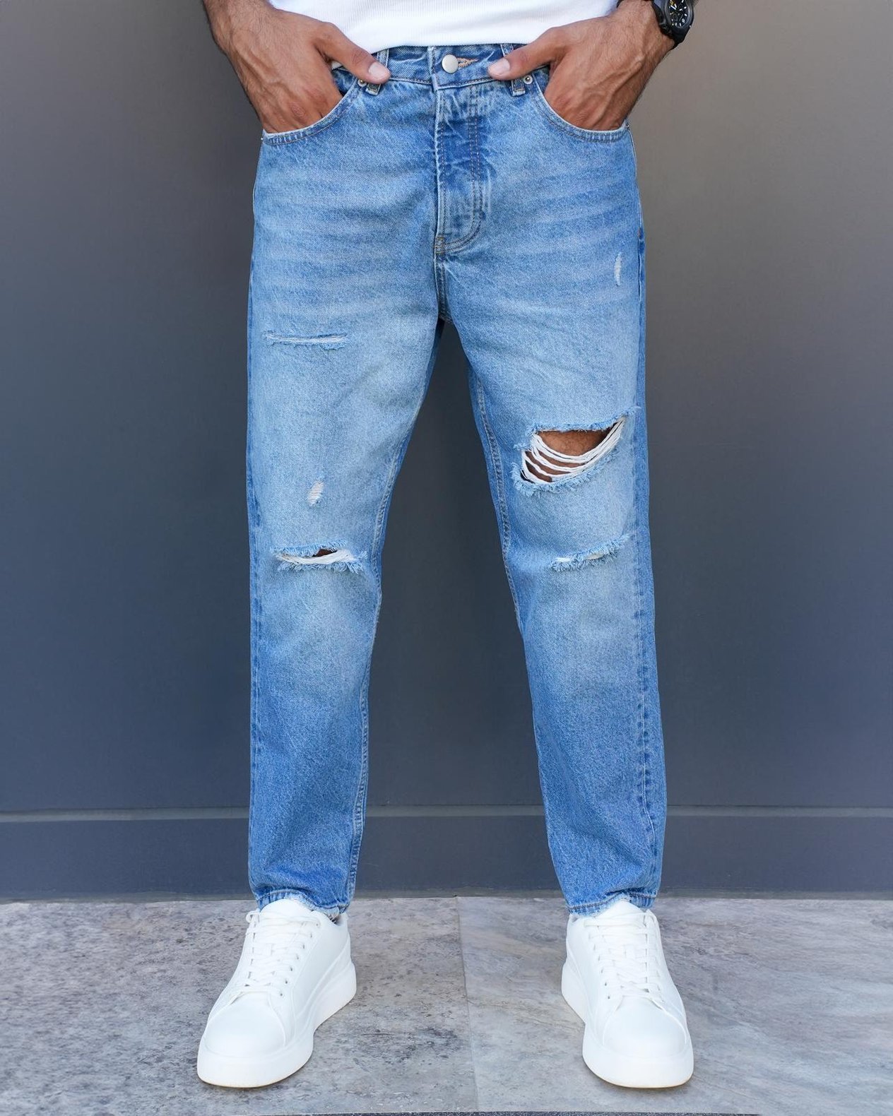 Boyfriend Yırtık Desenli Kot Pantolon