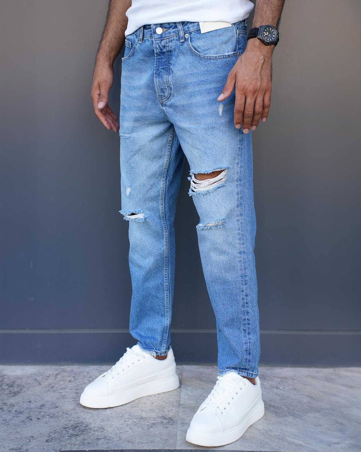 Boyfriend Yırtık Desenli Kot Pantolon
