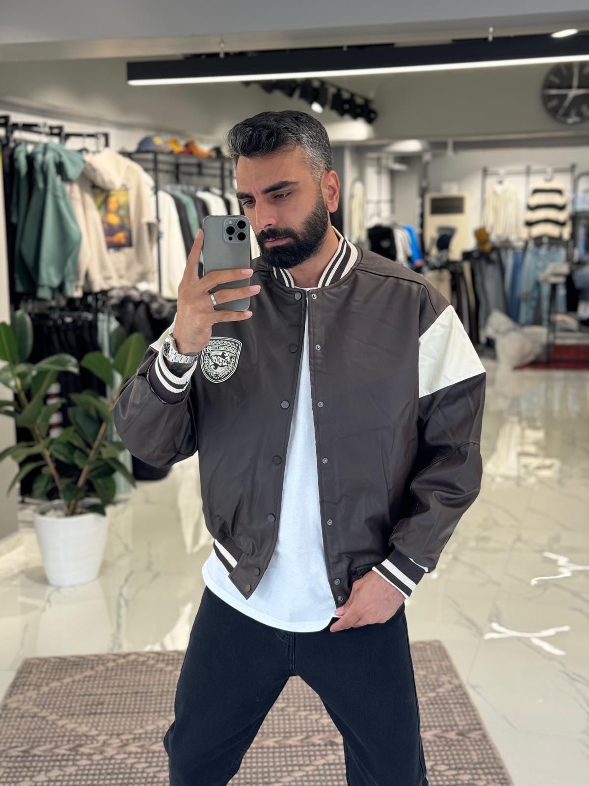Deri Bomber Ceket Kahve