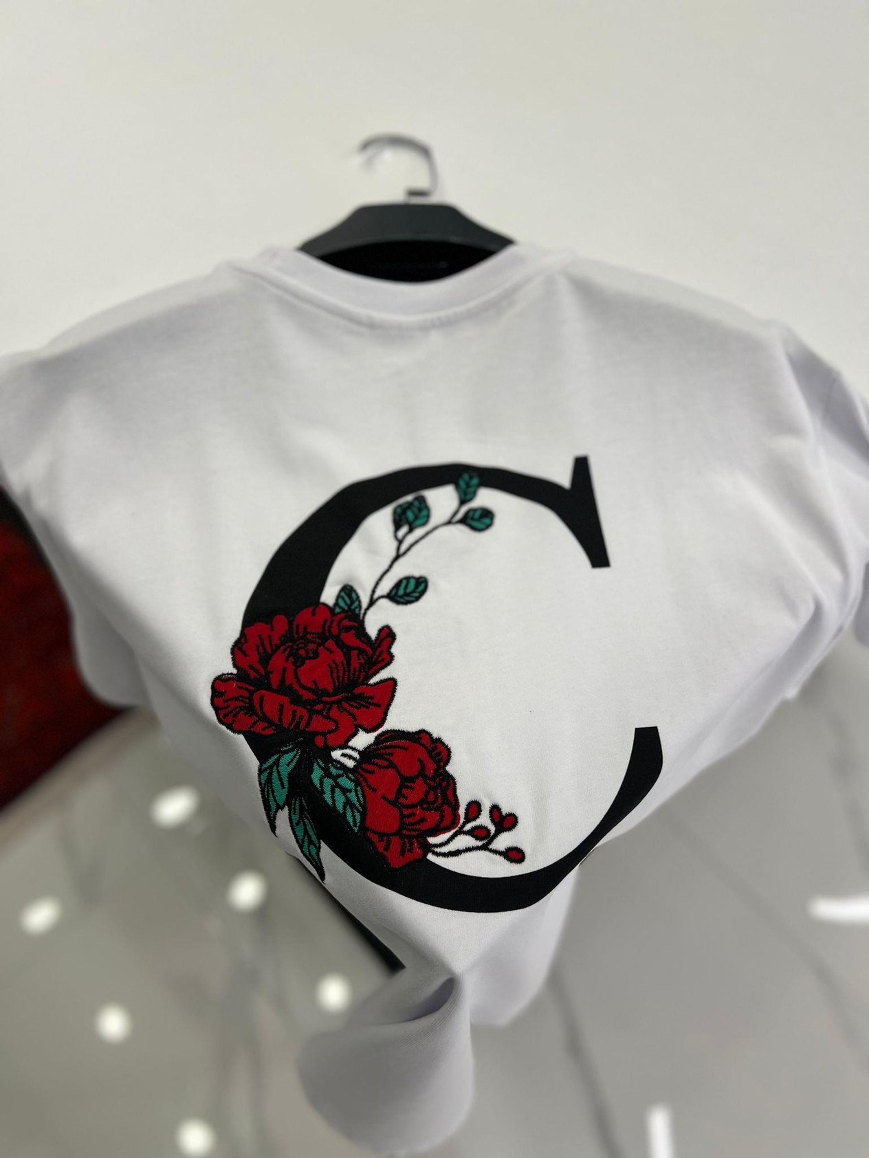 Nakış Baskı Detaylı Oversize T-Shirt Beyaz